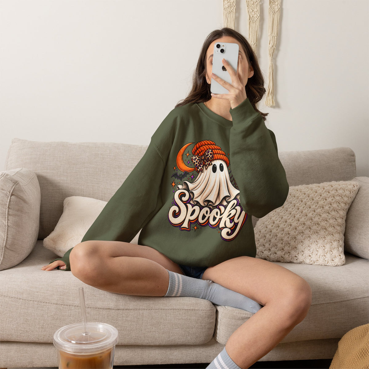 Halloween 'Spooky' Ghost Crewneck Sweatshirt