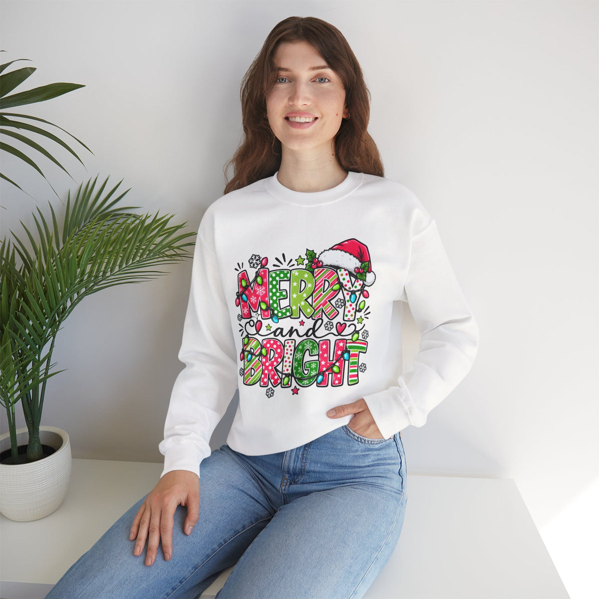 Merry and Bright Christmas Crewneck Sweatshirt