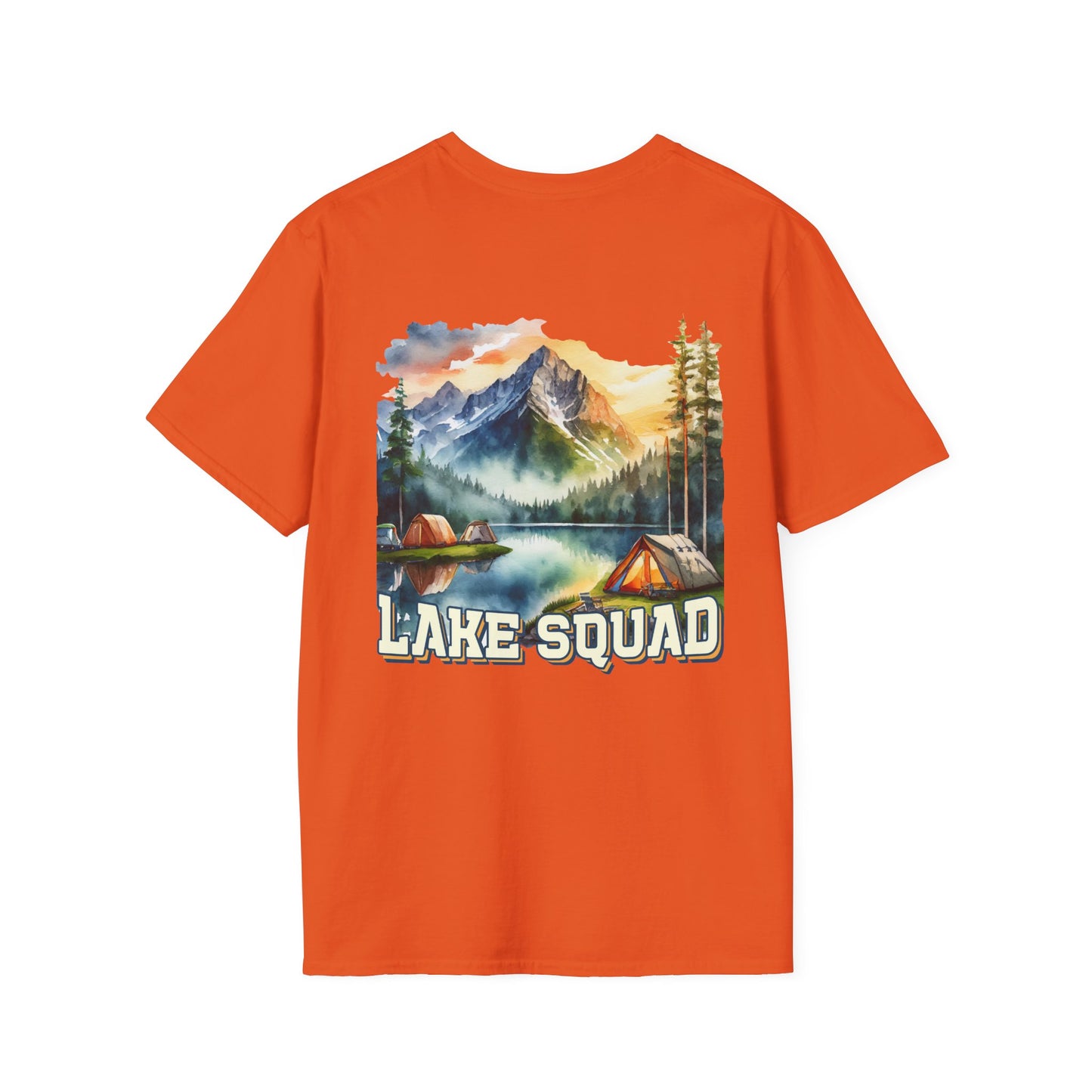 Lake Squad Camping T-Shirt — Scenic Mountain & Tent Outdoors Tee