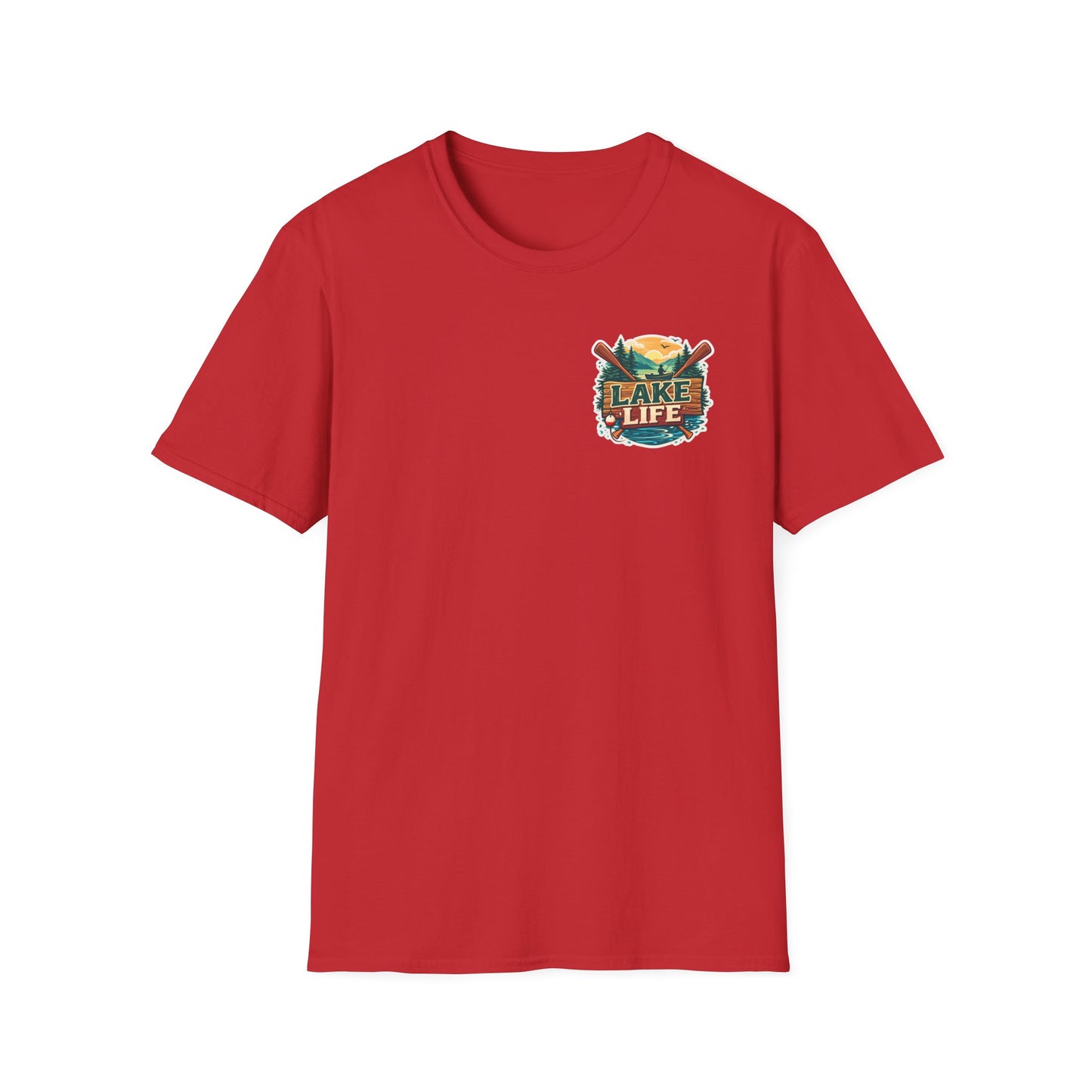 Lake Life T-Shirt — "Life Is Better at the Lake" Boat, Dock & Rocking Chair Design