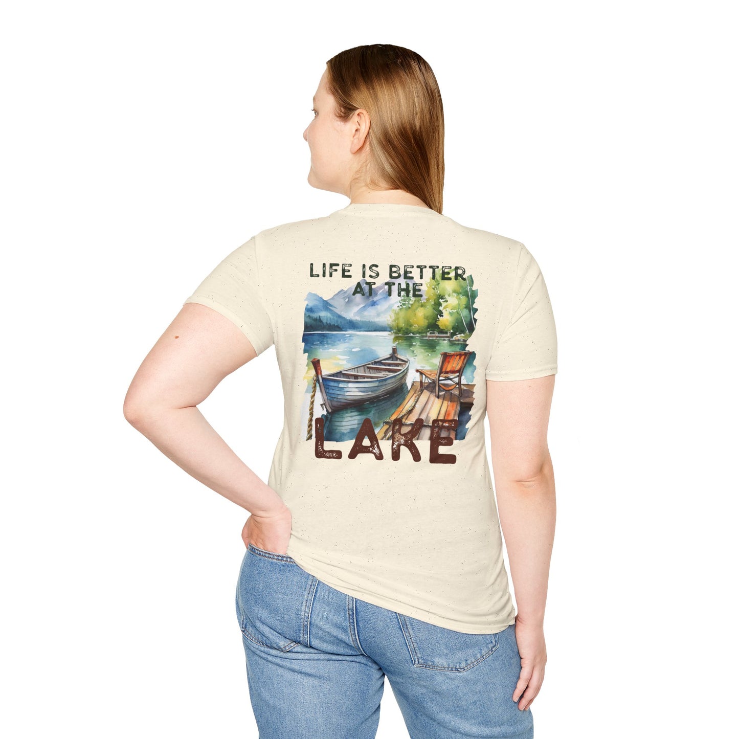 Lake Life T-Shirt — "Life Is Better at the Lake" Boat, Dock & Rocking Chair Design