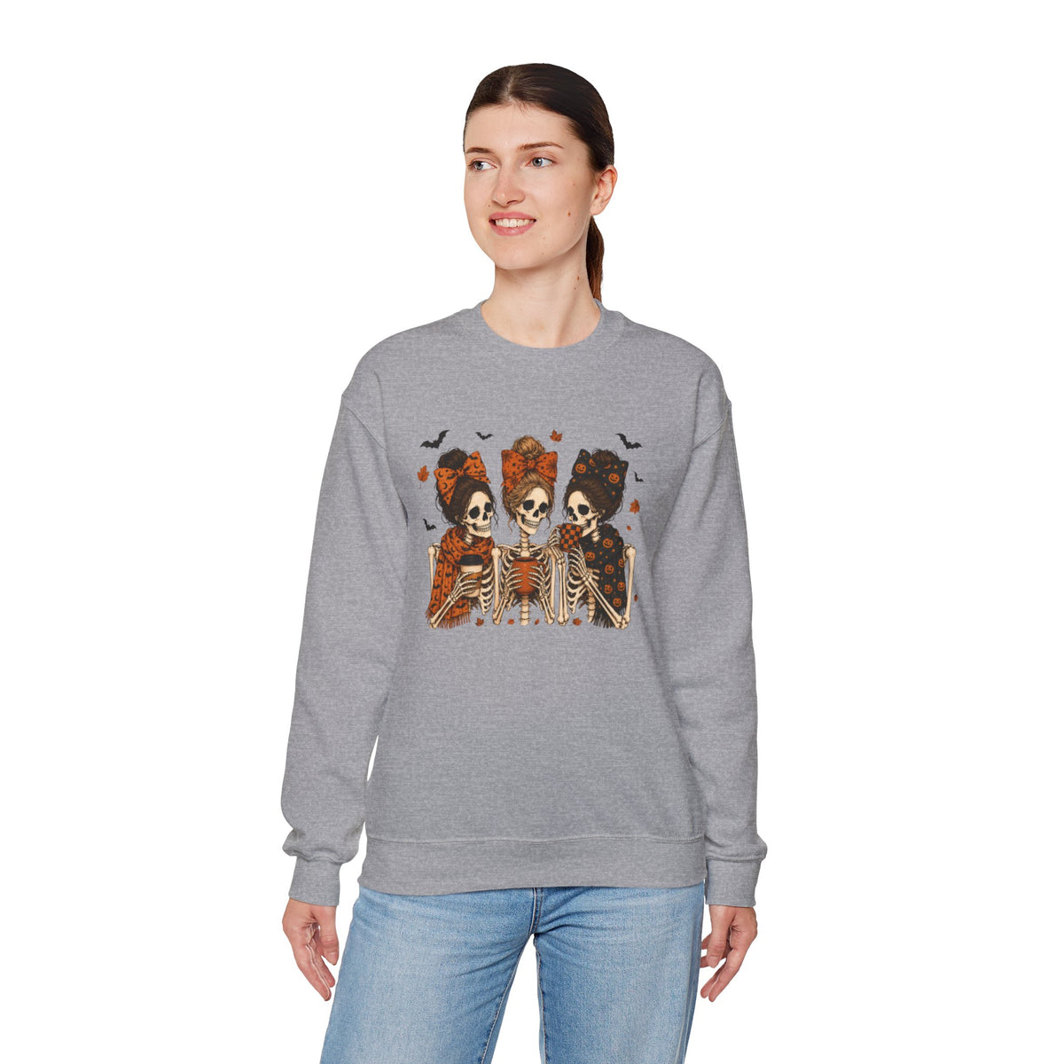 Skeleton Sisters Crewneck Sweatshirt — Halloween Day of the Dead Gothic Graphic