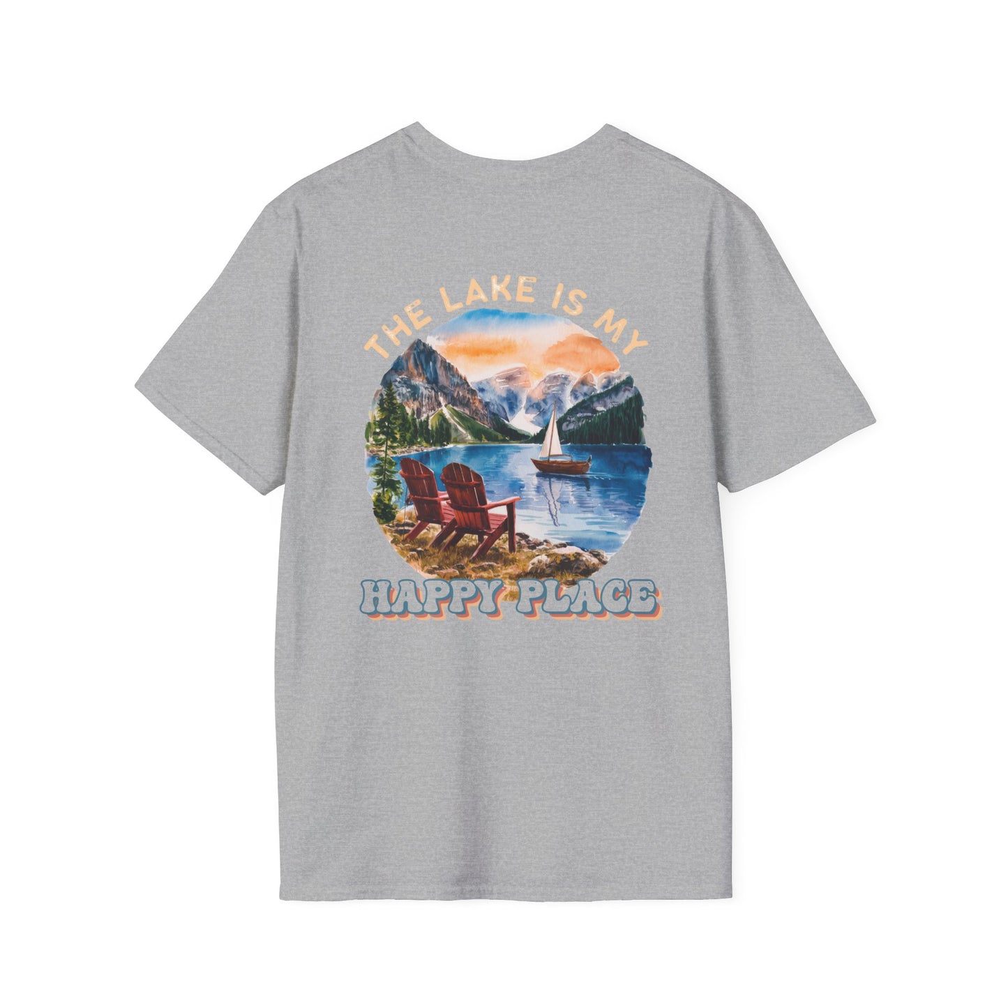 The Lake Is My Happy Place T-Shirt — Colorful Lake View Tee