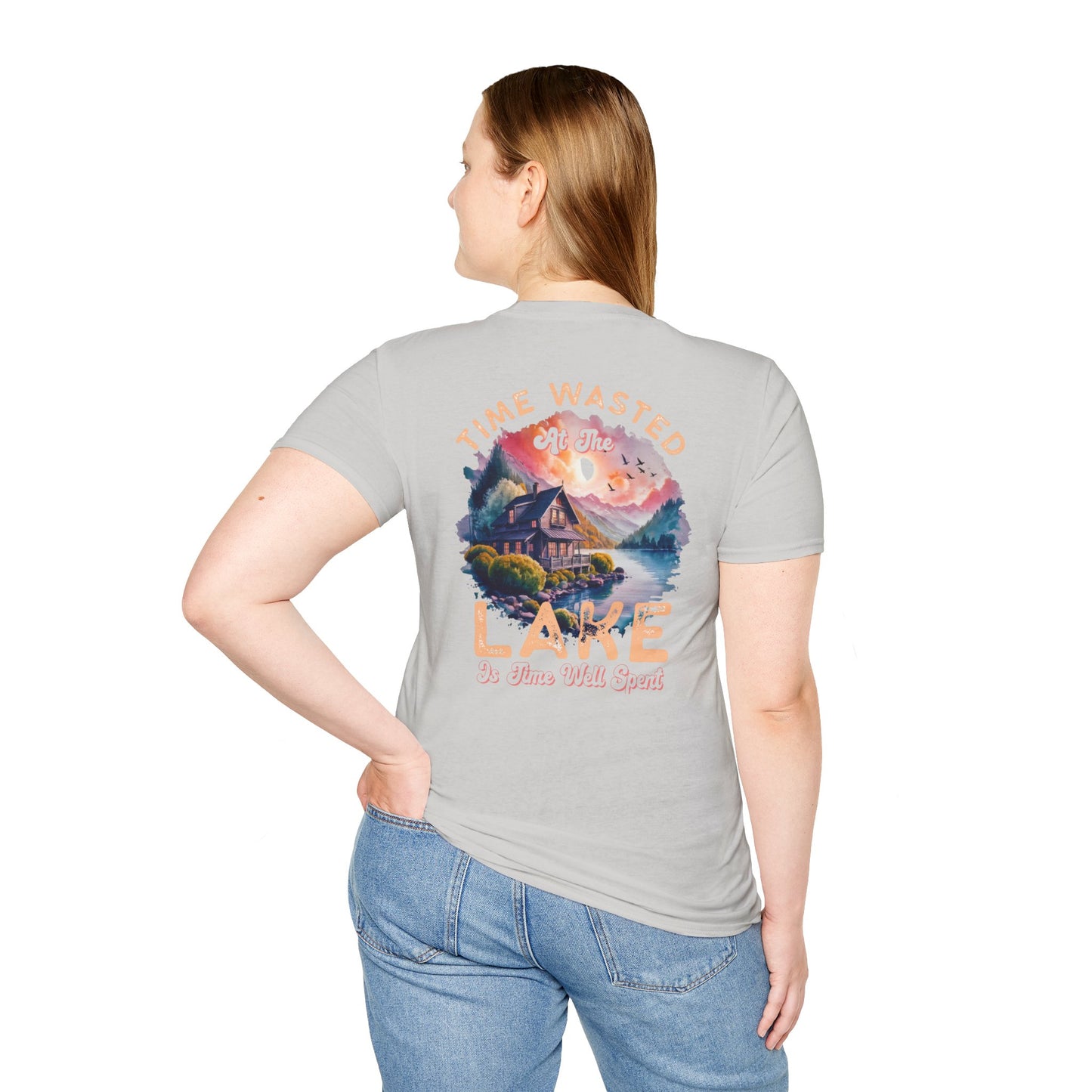 Lake Cabin T-Shirt — "Time Wasted at the Lake Is Time Well Spent"
