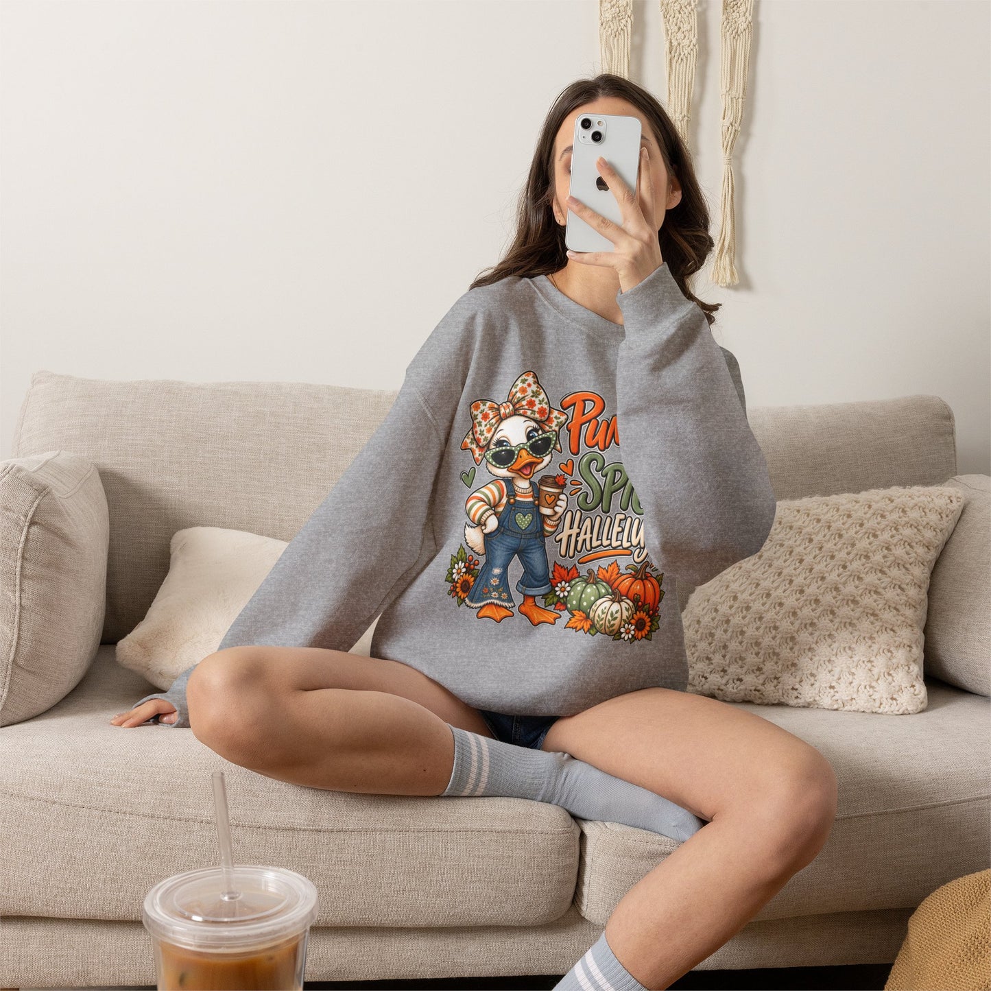 Pumpkin Spice Hallelujah Sweatshirt — Cute Fall Duck Graphic