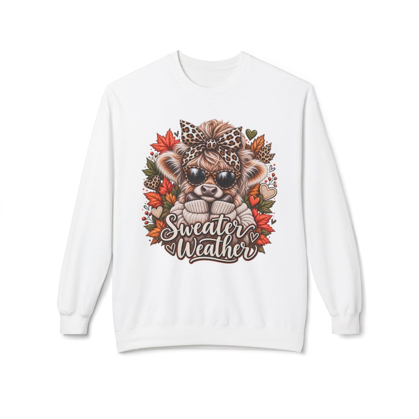Sweater Weather Bear Crewneck Sweatshirt | Autumn Leaves, Leopard Headband