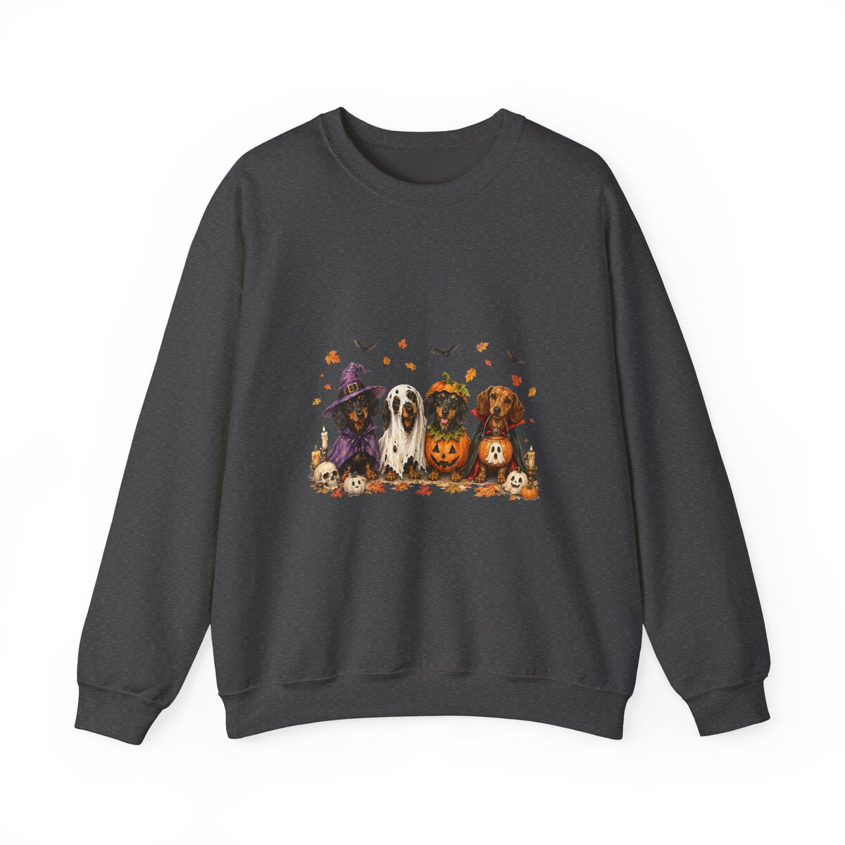 Halloween Dogs Crewneck Sweatshirt — Cute Pups in Witch Hats & Jack‑o’‑Lanterns
