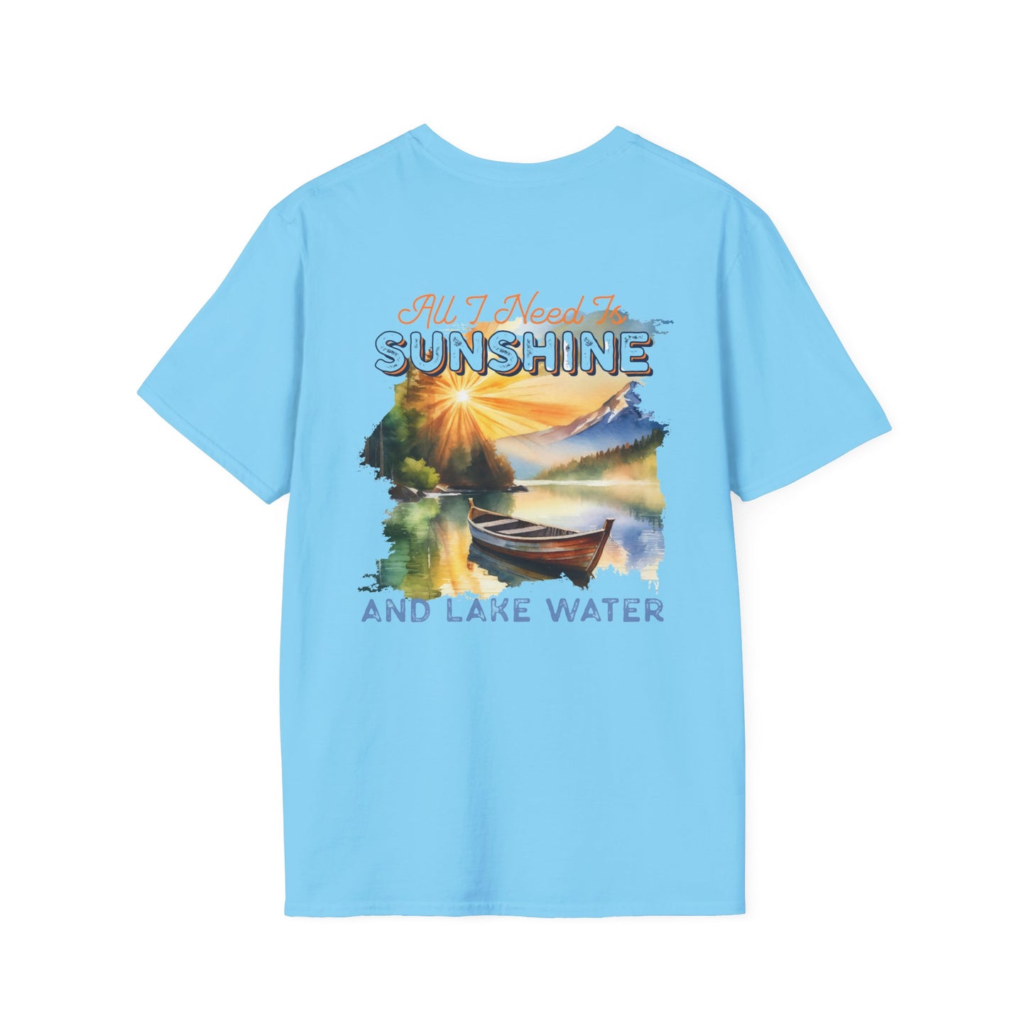 Sunshine & Lake Water Sunset T-Shirt — Boat on Lake View