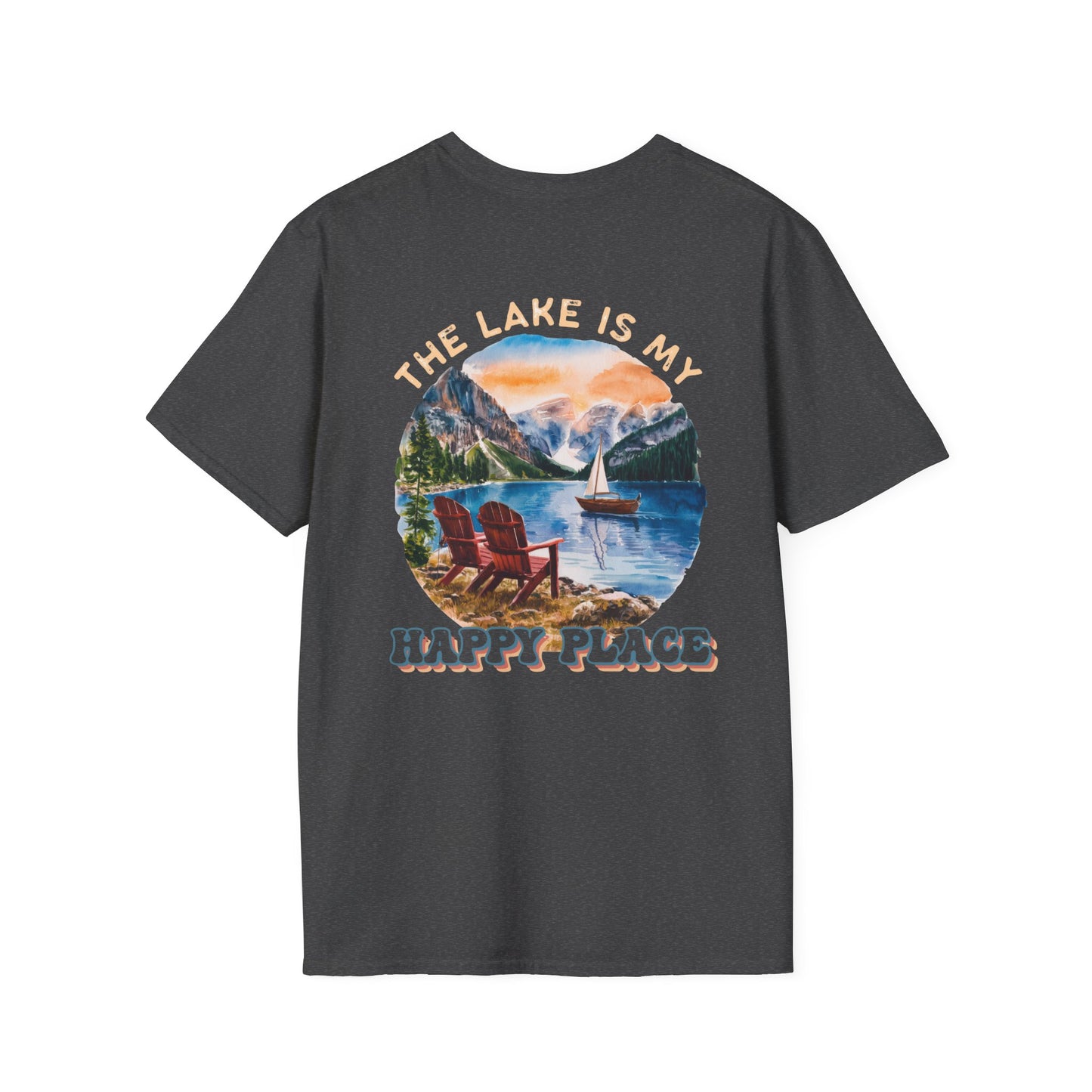 The Lake Is My Happy Place T-Shirt — Colorful Lake View Tee