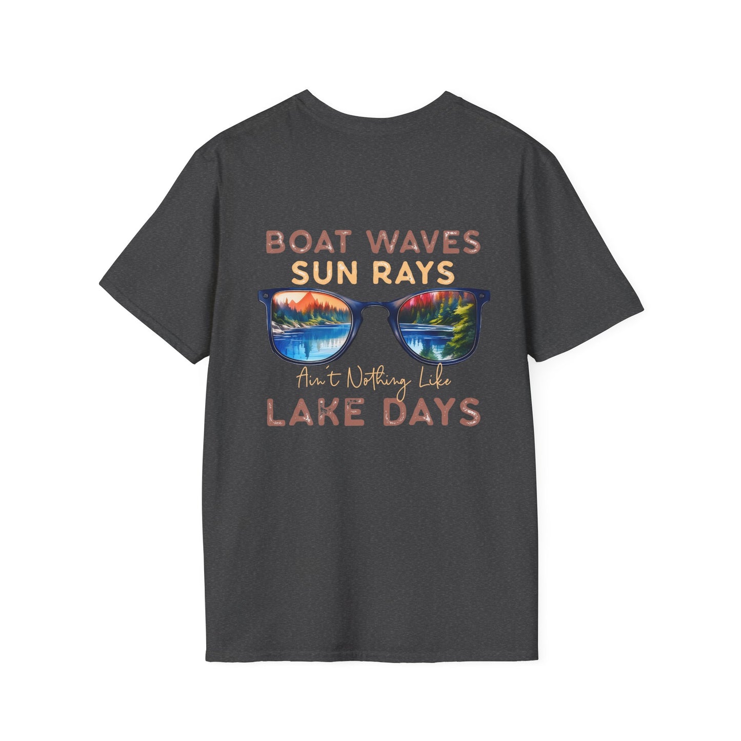 Lake View Sunglasses Tee — Boat, Waves & Sun Rays T-Shirt