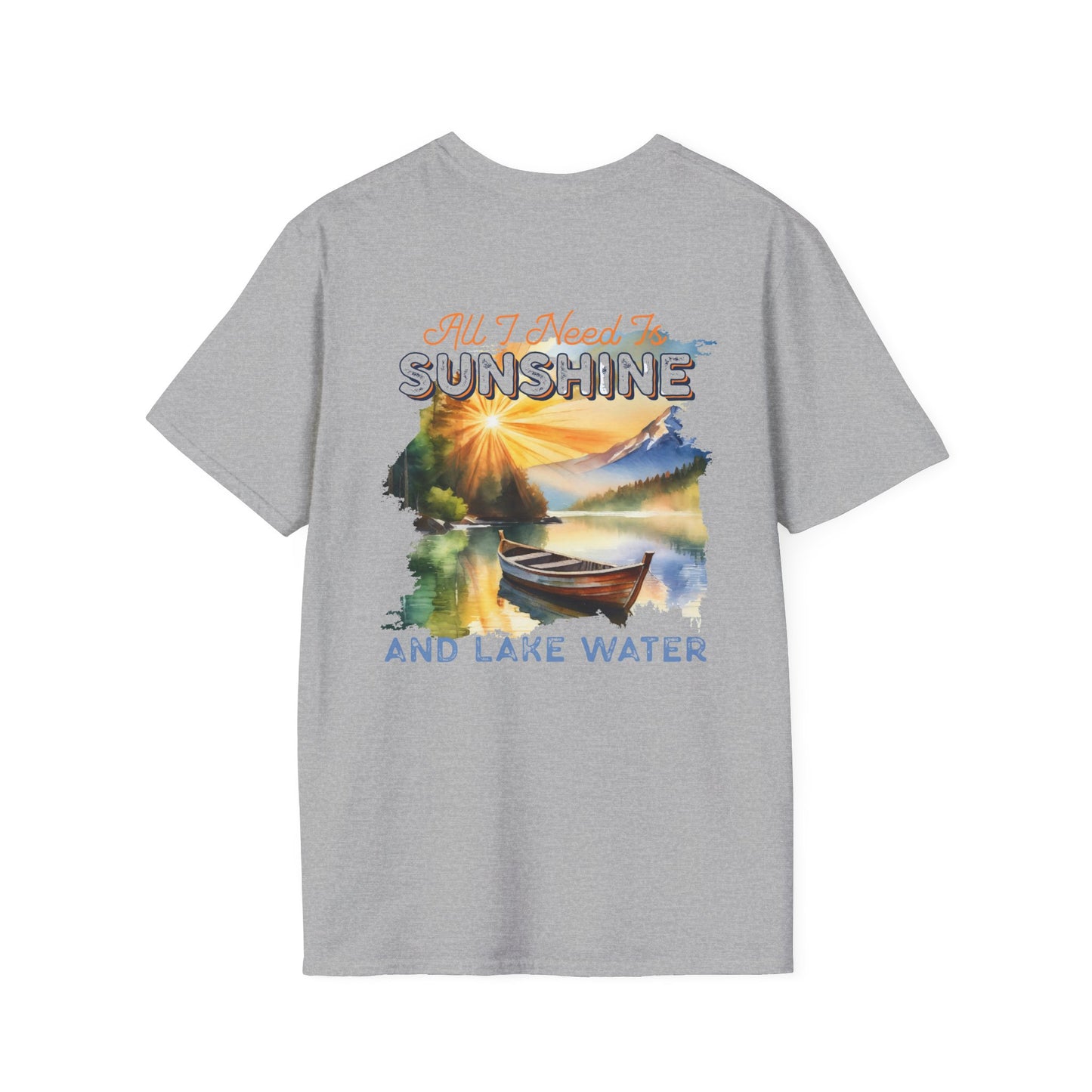 Sunshine & Lake Water Sunset T-Shirt — Boat on Lake View