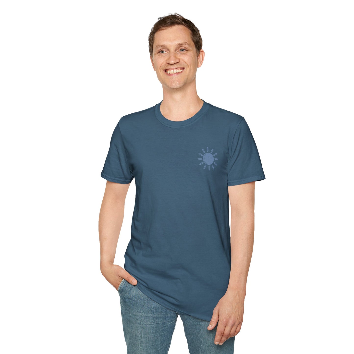 Sunshine & Lake Water Sunset T-Shirt — Boat on Lake View