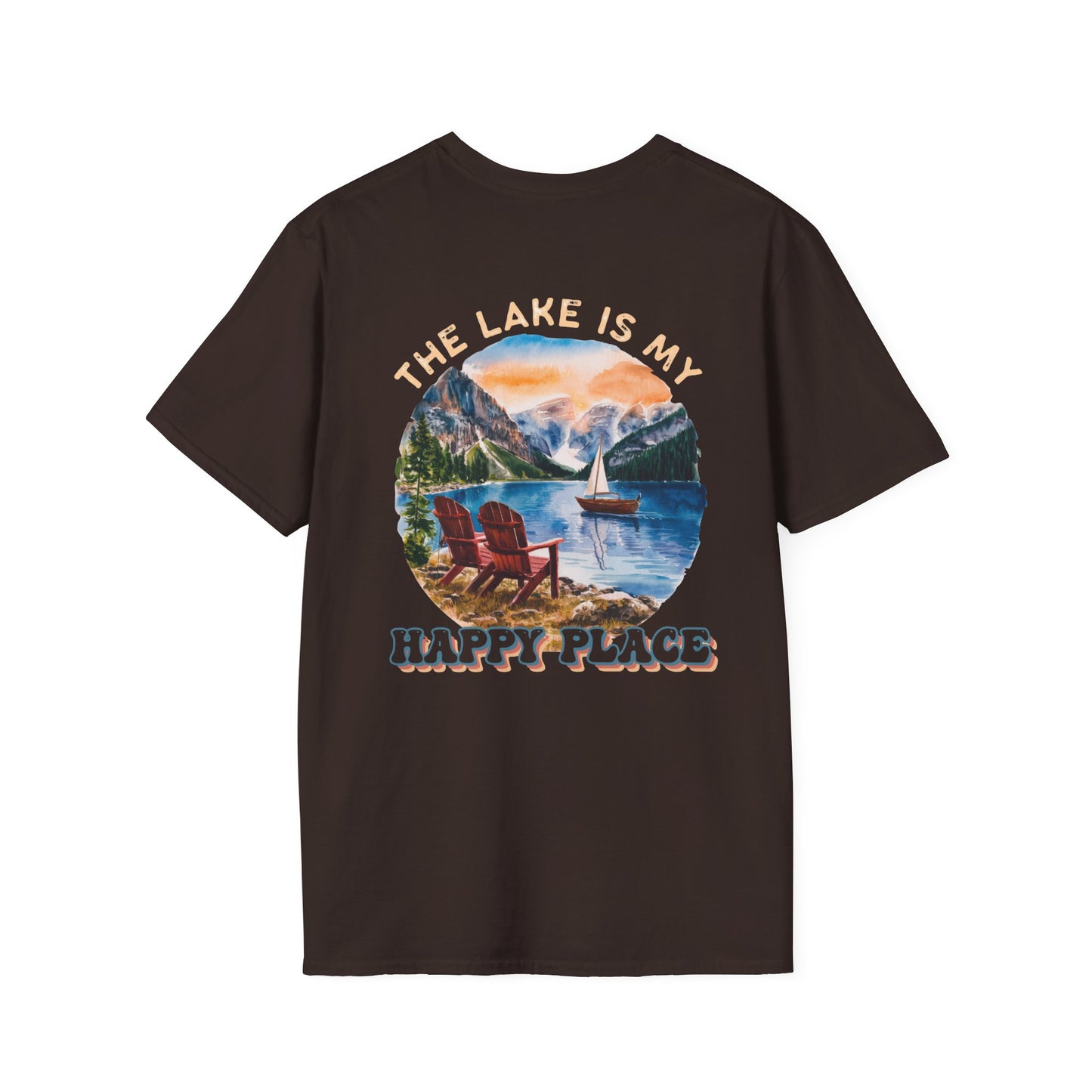 The Lake Is My Happy Place T-Shirt — Colorful Lake View Tee