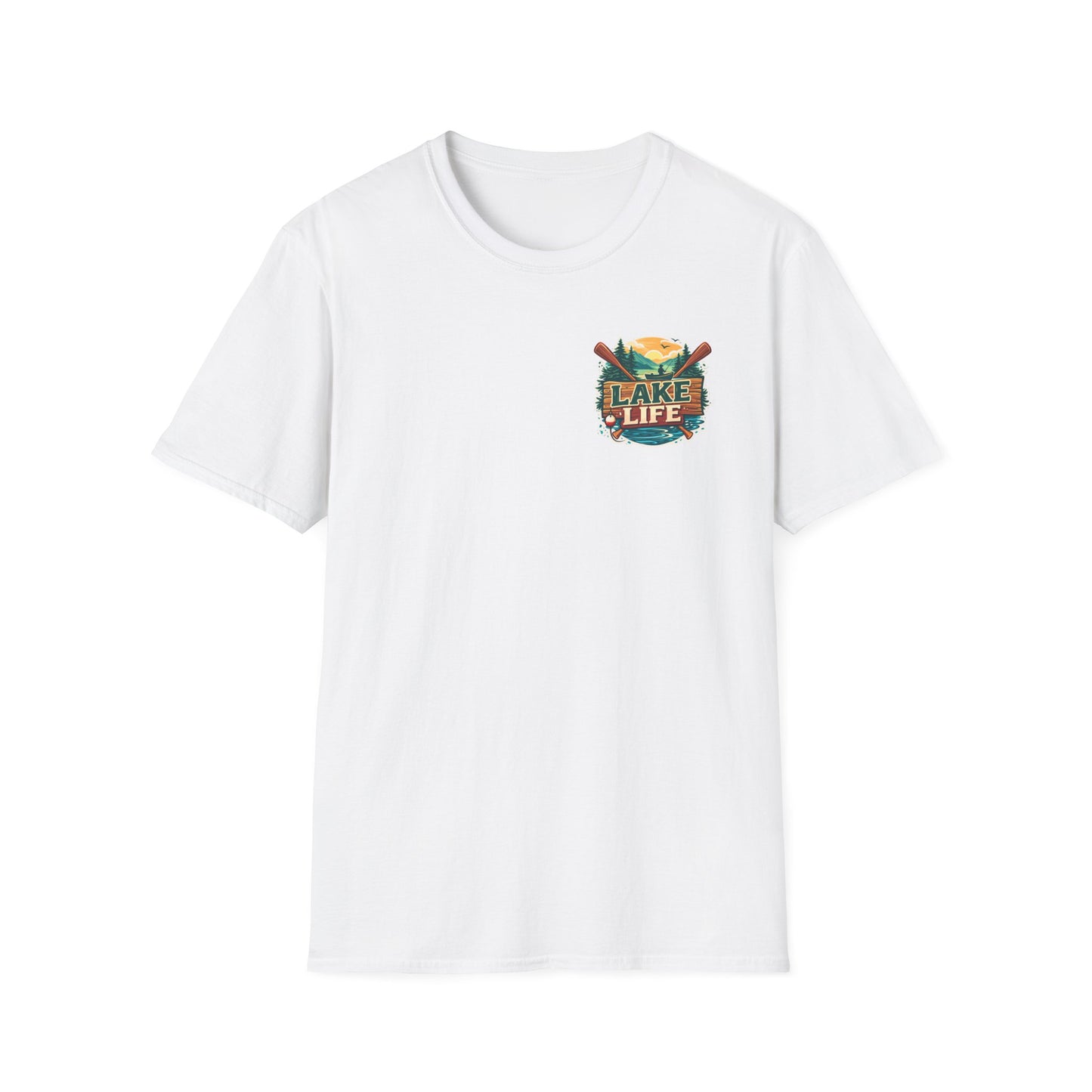 Lake Life T-Shirt — "Life Is Better at the Lake" Boat, Dock & Rocking Chair Design