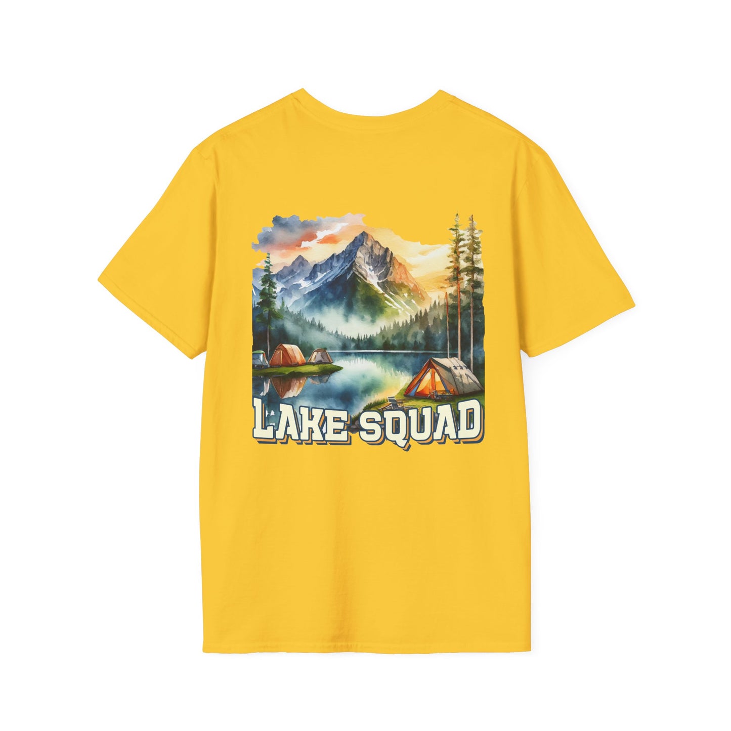 Lake Squad Camping T-Shirt — Scenic Mountain & Tent Outdoors Tee