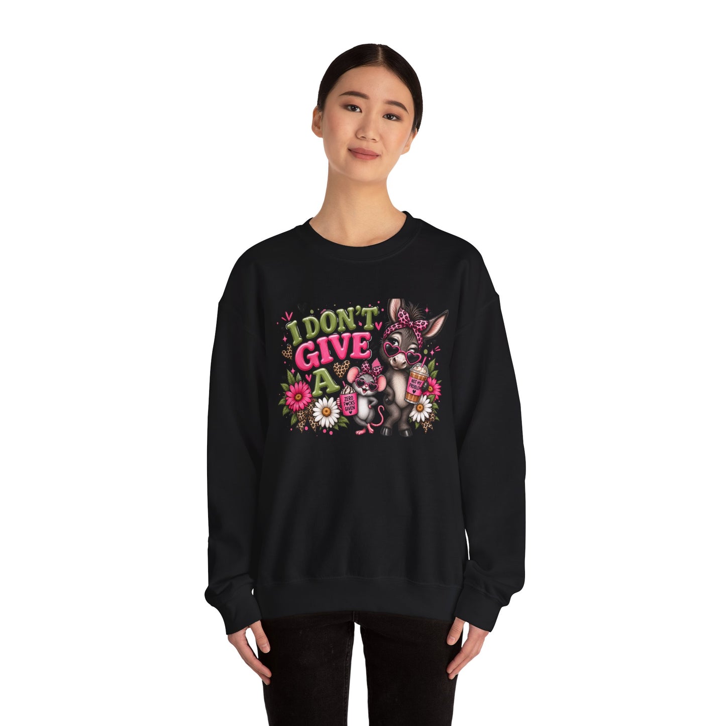 Cute Don’t Give A — Mouse & Donkey Graphic Sweatshirt