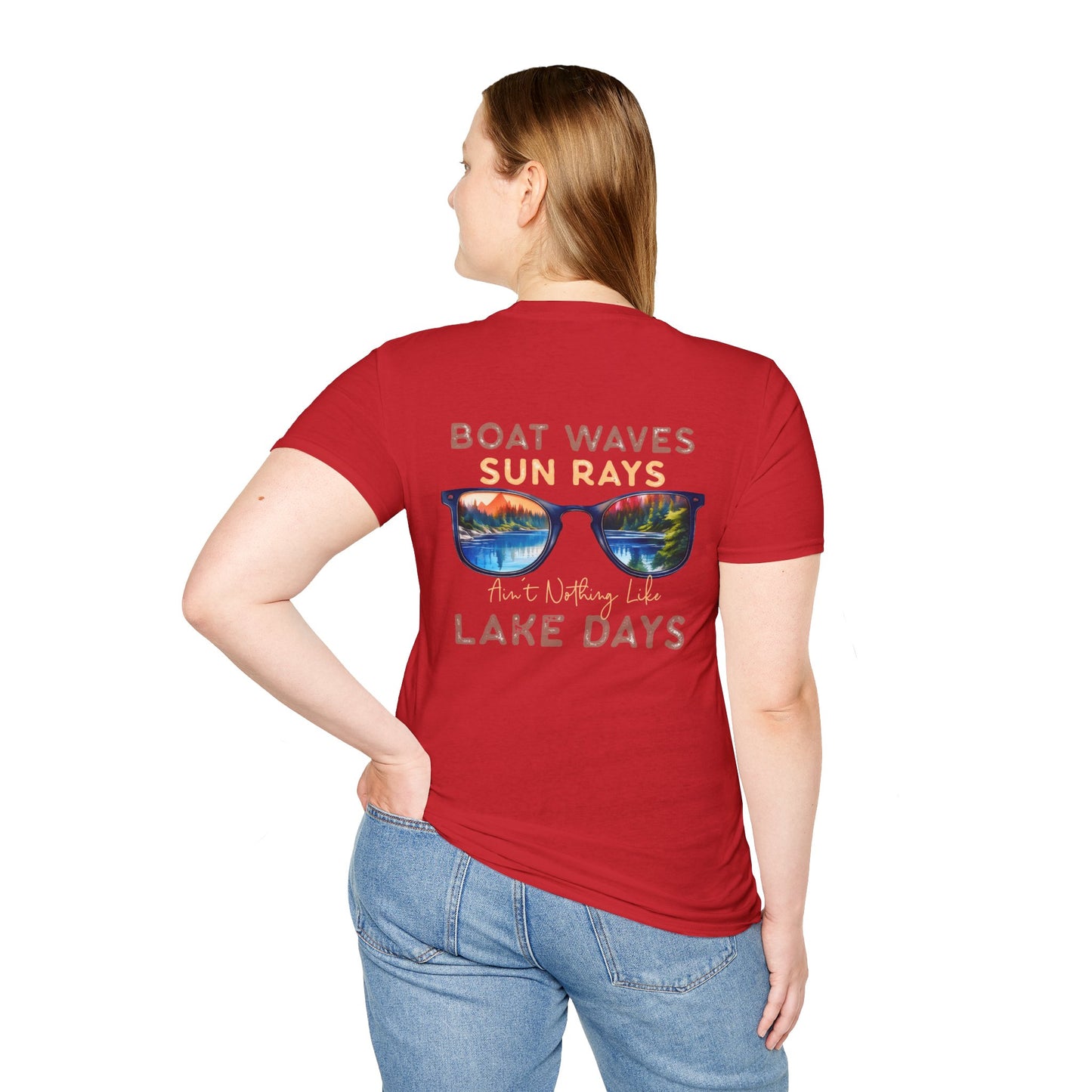 Lake View Sunglasses Tee — Boat, Waves & Sun Rays T-Shirt