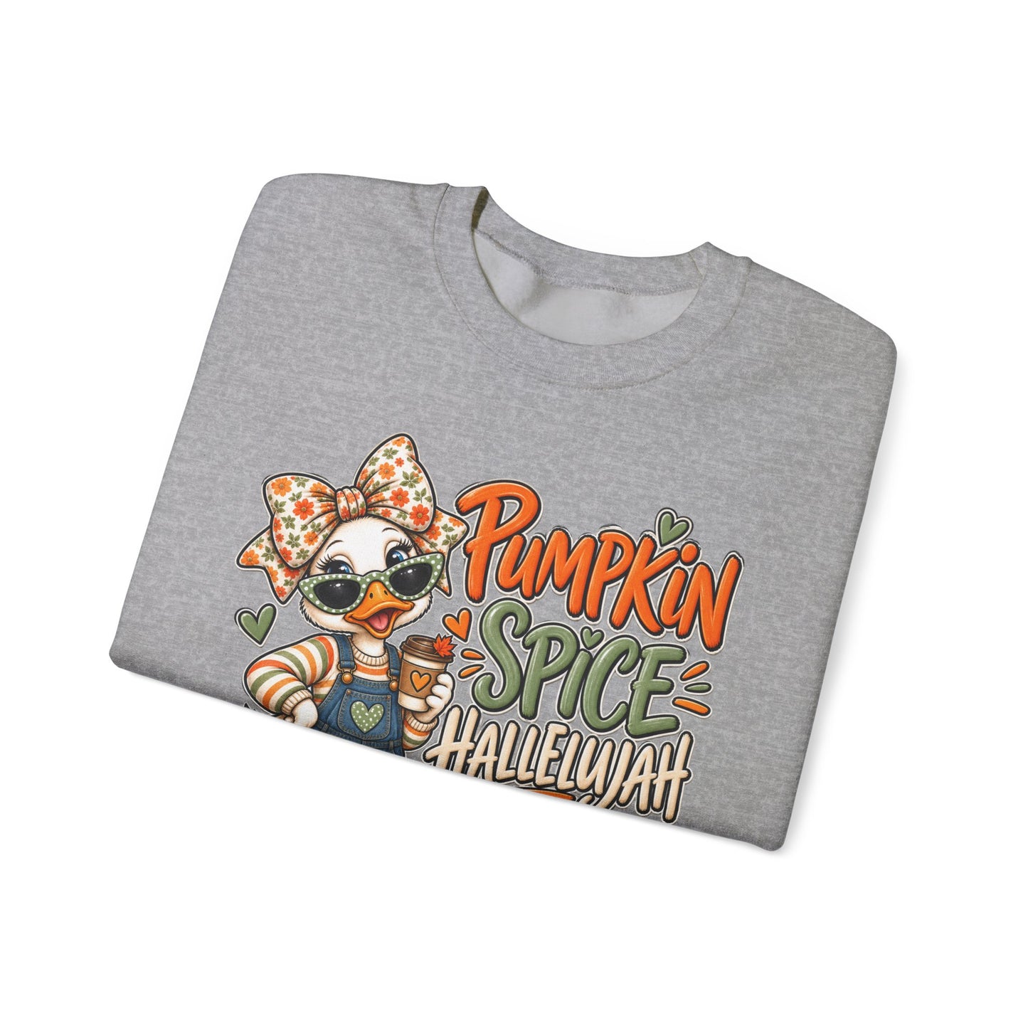Pumpkin Spice Hallelujah Sweatshirt — Cute Fall Duck Graphic