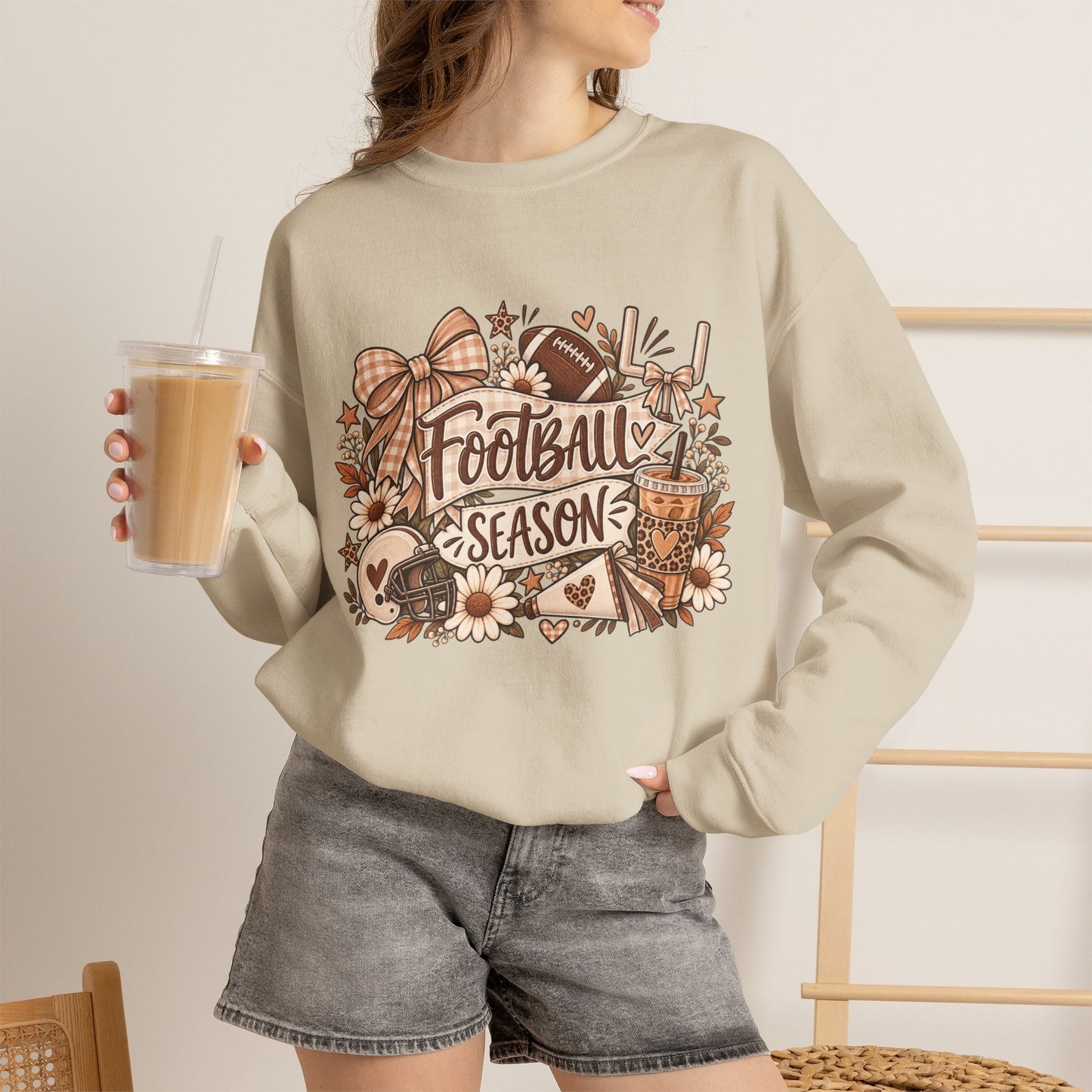 Football Season Crewneck Sweatshirt — Autumn Tailgate Graphic