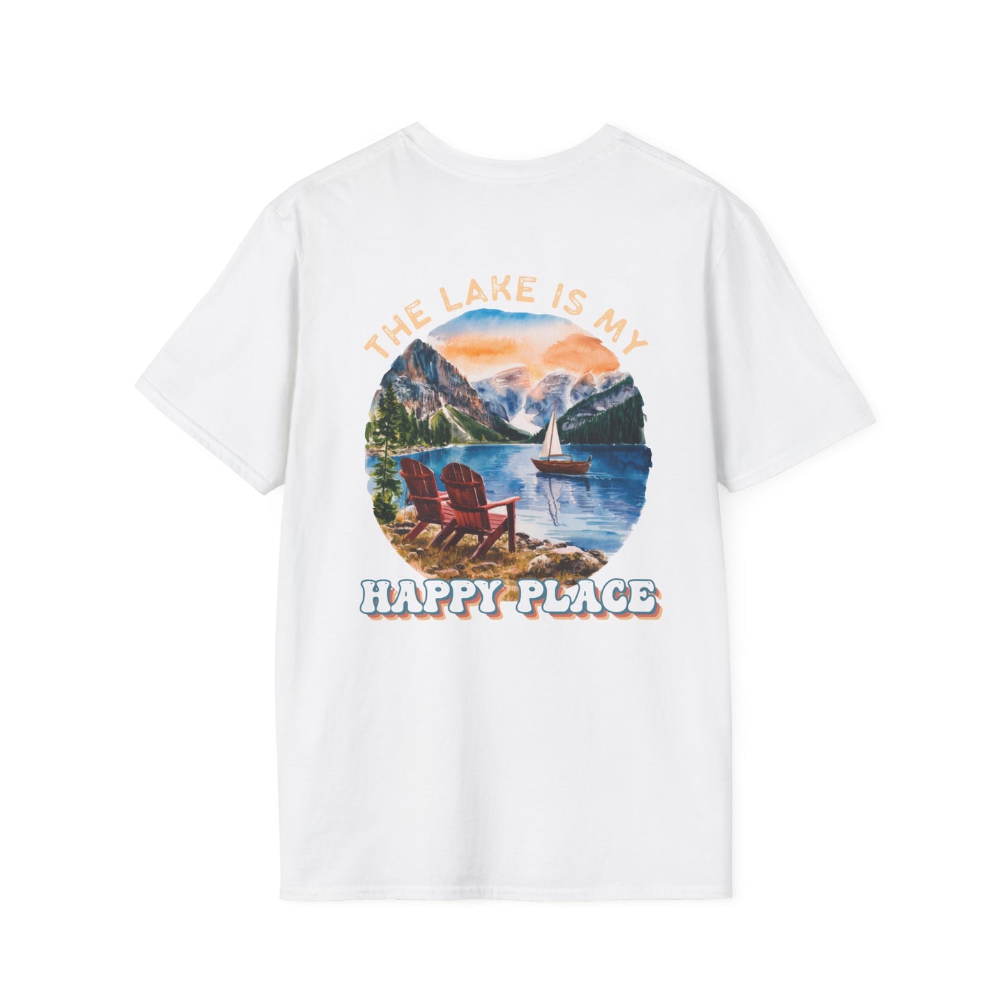The Lake Is My Happy Place T-Shirt — Colorful Lake View Tee