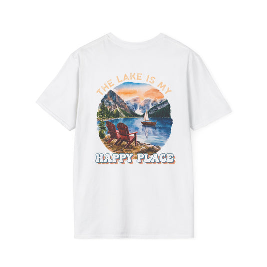 The Lake Is My Happy Place T-Shirt — Colorful Lake View Tee