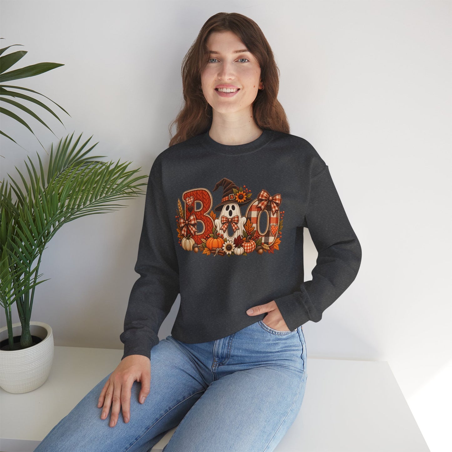 Halloween 'Boo' Crewneck Sweatshirt — Cute Autumn Ghost Pumpkin Design