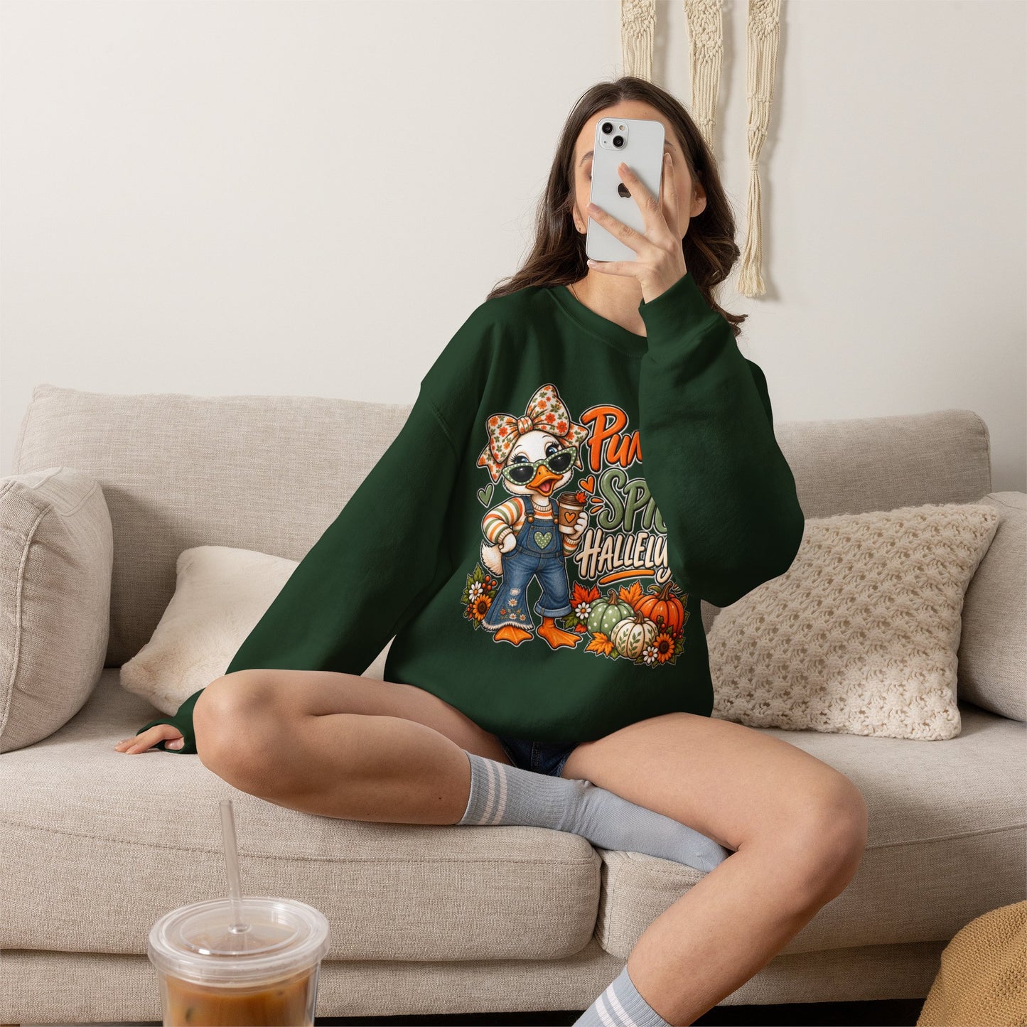 Pumpkin Spice Hallelujah Sweatshirt — Cute Fall Duck Graphic