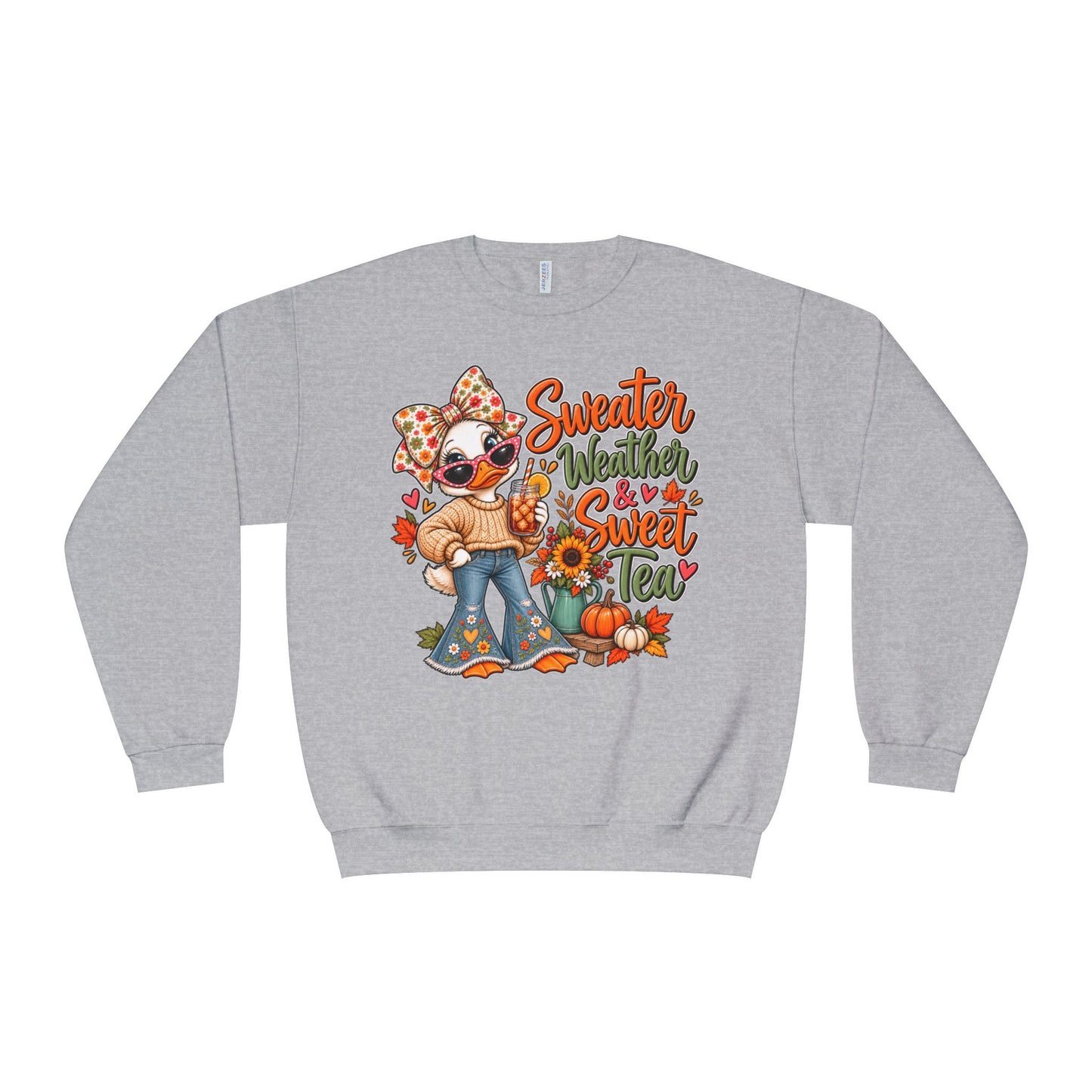 Fall Sweater Weather Crewneck Sweatshirt – Cute Pumpkin & Sunflower Graphic