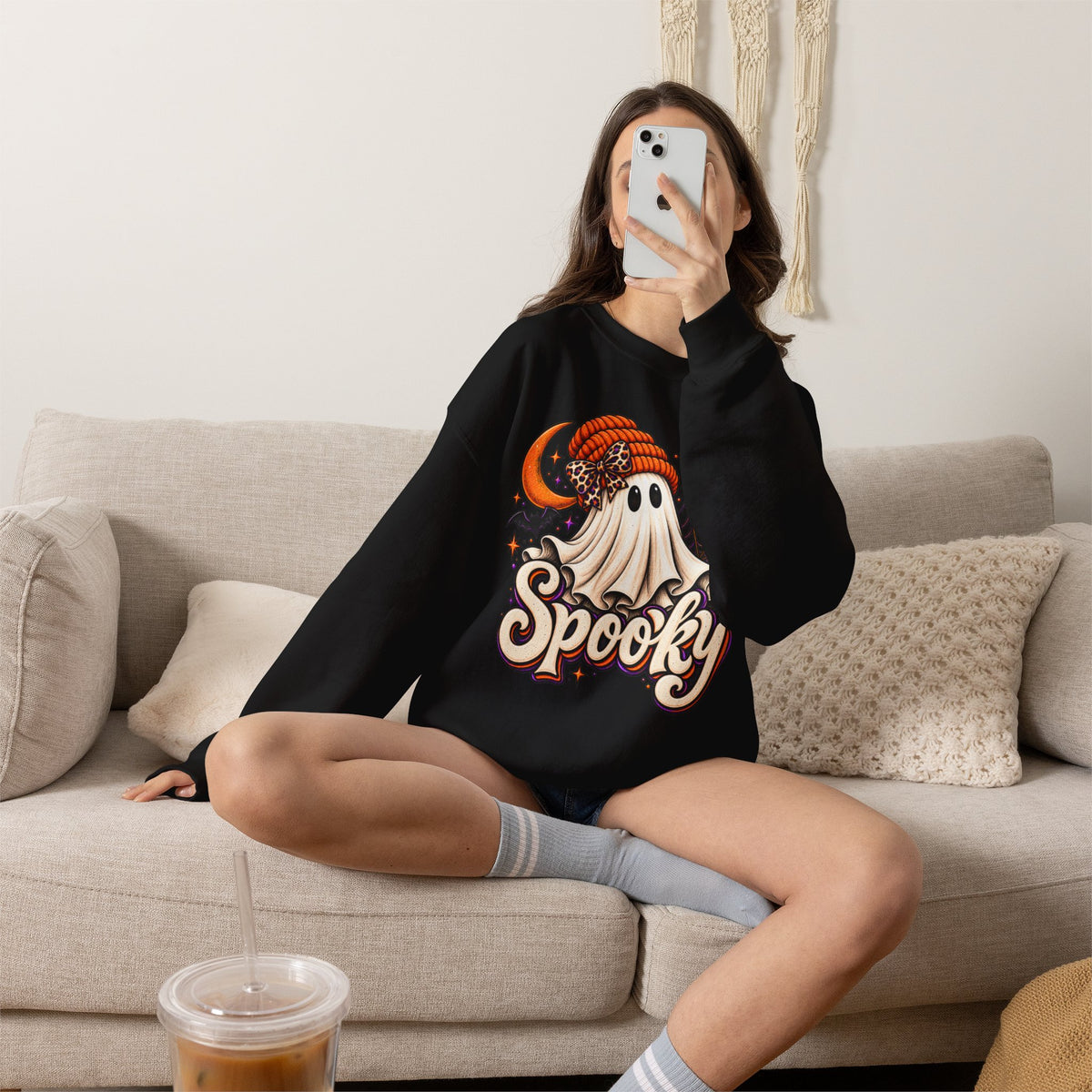 Halloween 'Spooky' Ghost Crewneck Sweatshirt