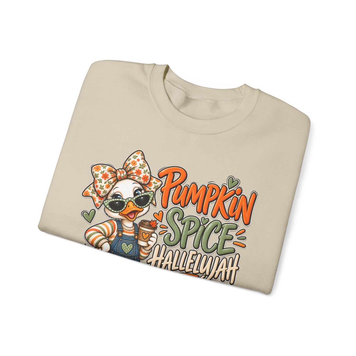 Pumpkin Spice Hallelujah Sweatshirt — Cute Fall Duck Graphic