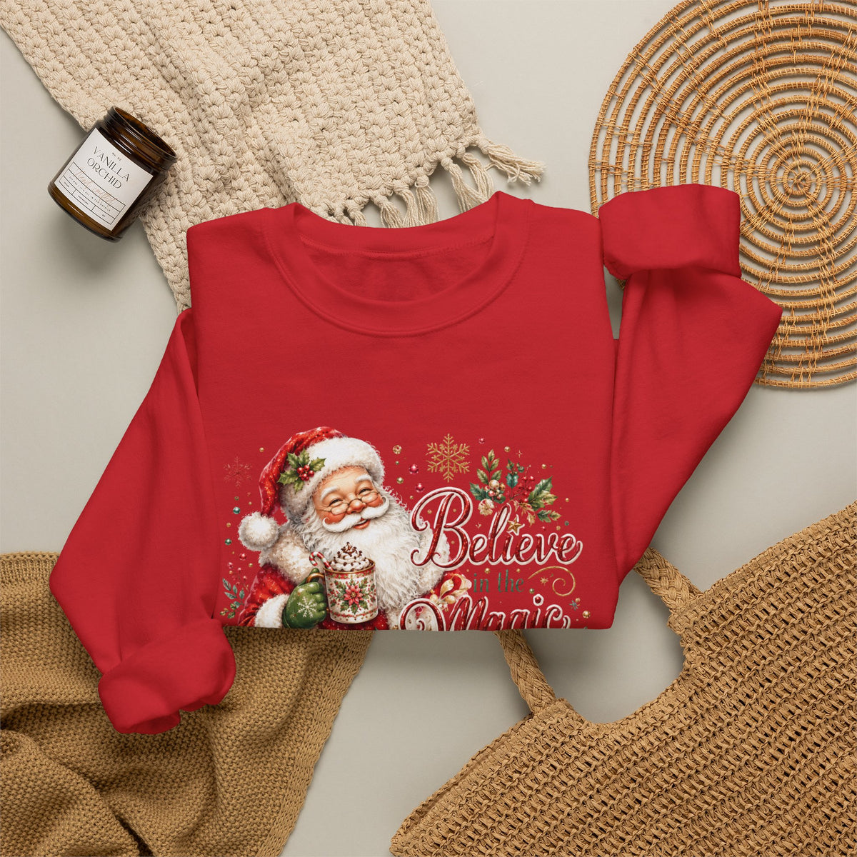 Believe in the Magic of Christmas Sweatshirt | Vintage Santa Christmas Crewneck for Women