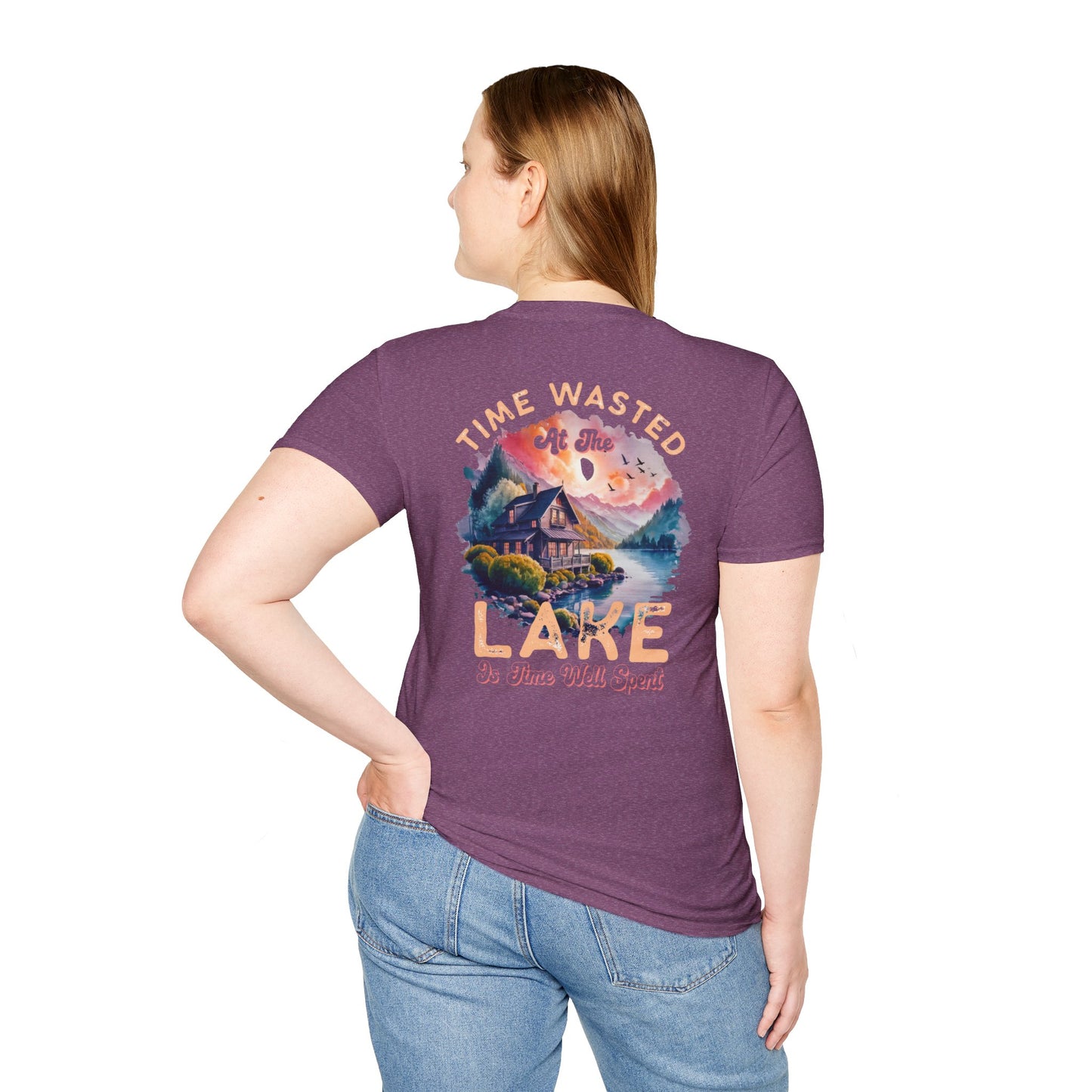 Lake Cabin T-Shirt — "Time Wasted at the Lake Is Time Well Spent"