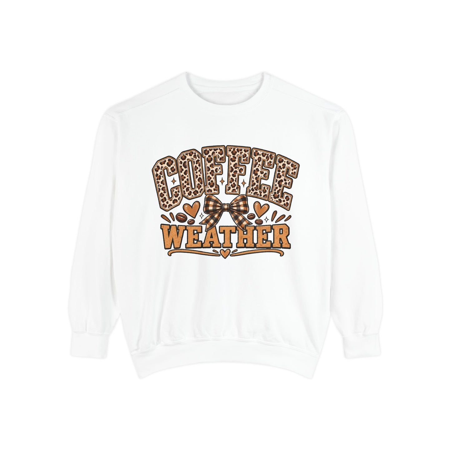 Coffee Weather Sweatshirt | Leopard Print, Hearts, Cozy Fall Tee