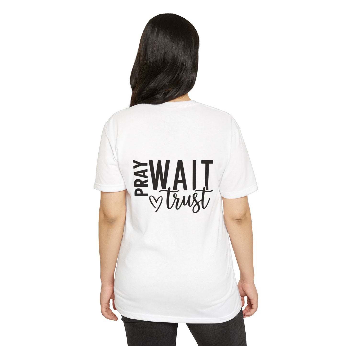 Faith-Based T-Shirt — "Pray, Wait, Trust" Inspirational Tee
