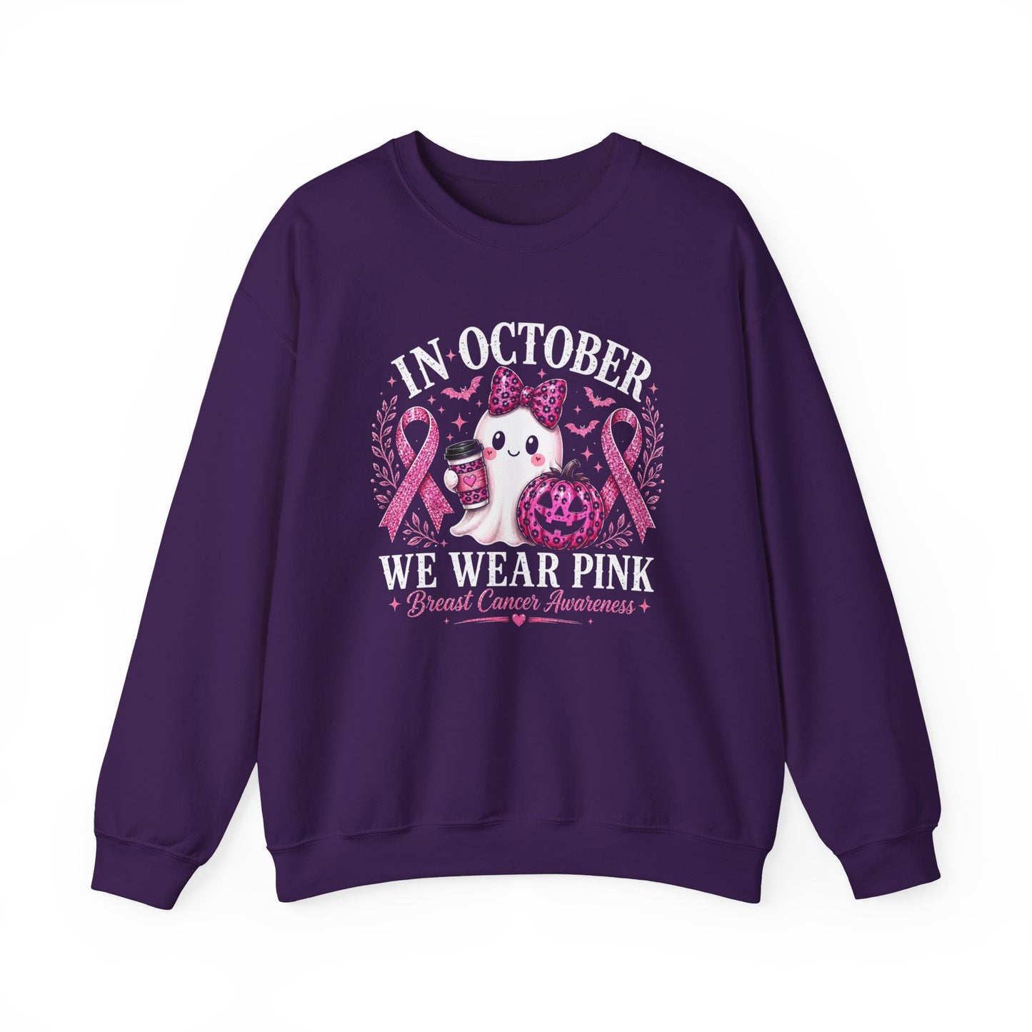 Breast Cancer Awareness Sweatshirt — "In October We Wear Pink" Cute Unicorn Design