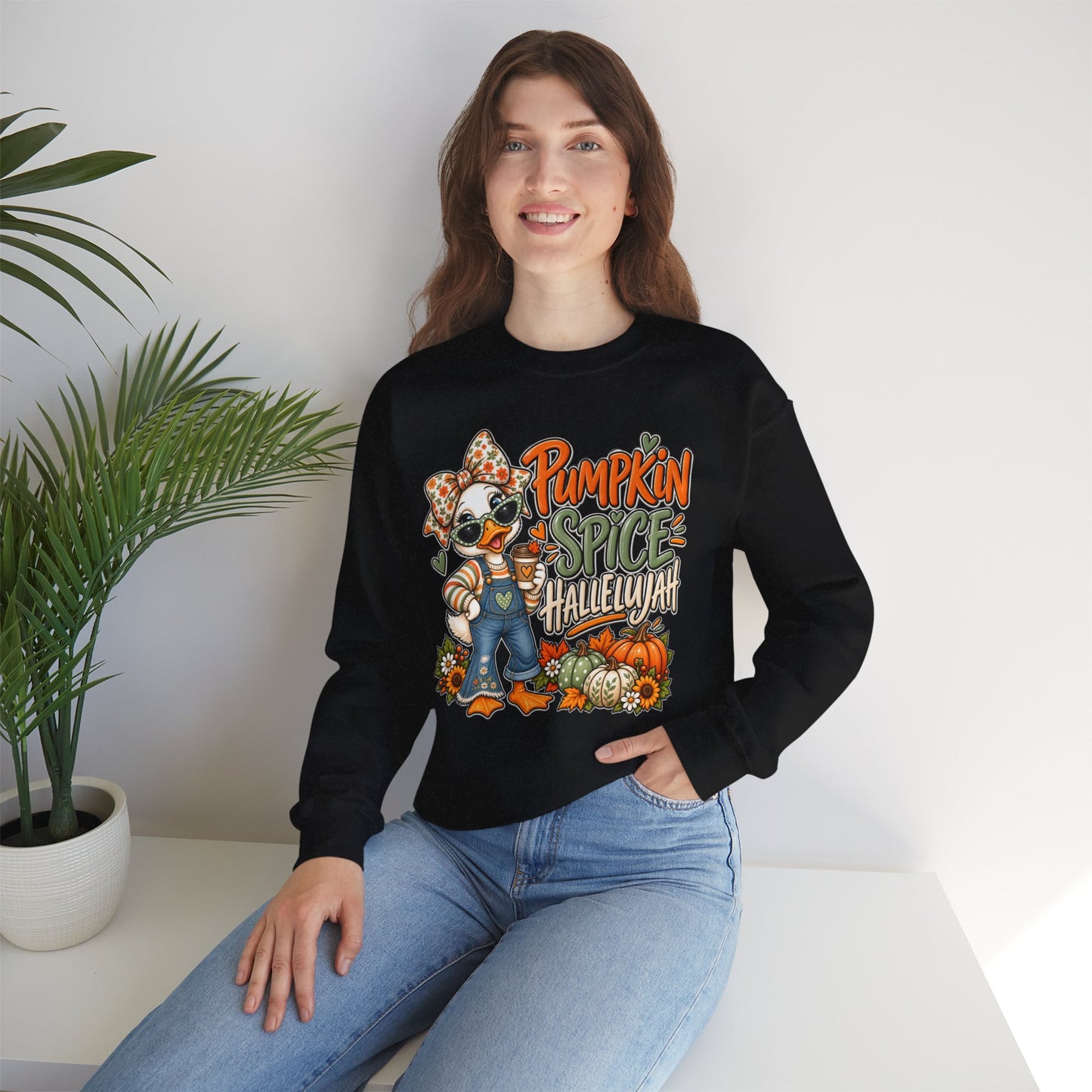 Pumpkin Spice Hallelujah Sweatshirt — Cute Fall Duck Graphic