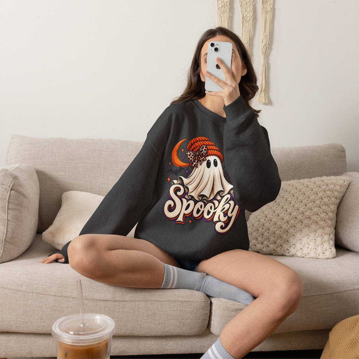 Halloween 'Spooky' Ghost Crewneck Sweatshirt