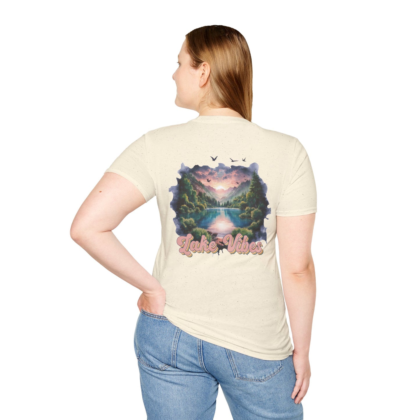 Lake Vibes T-Shirt — Pastel Scenic Watercolor Lake Tee