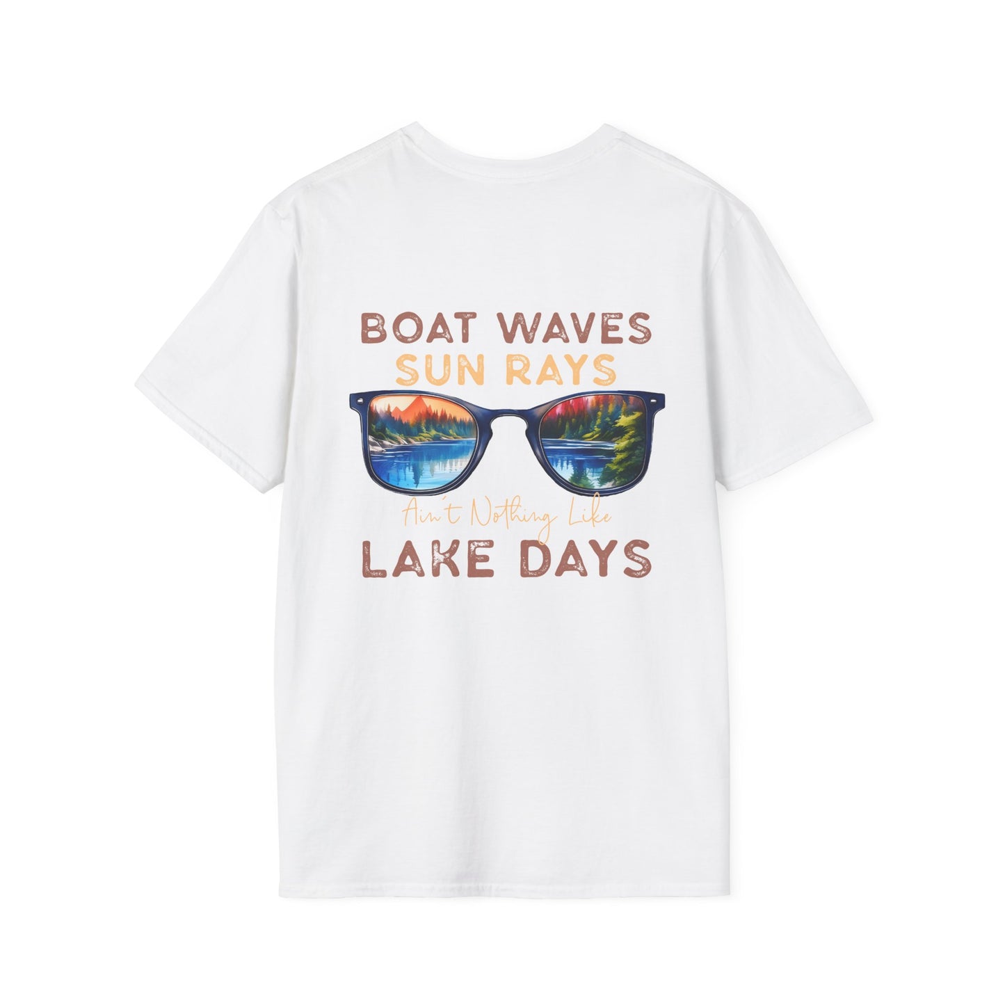 Lake View Sunglasses Tee — Boat, Waves & Sun Rays T-Shirt
