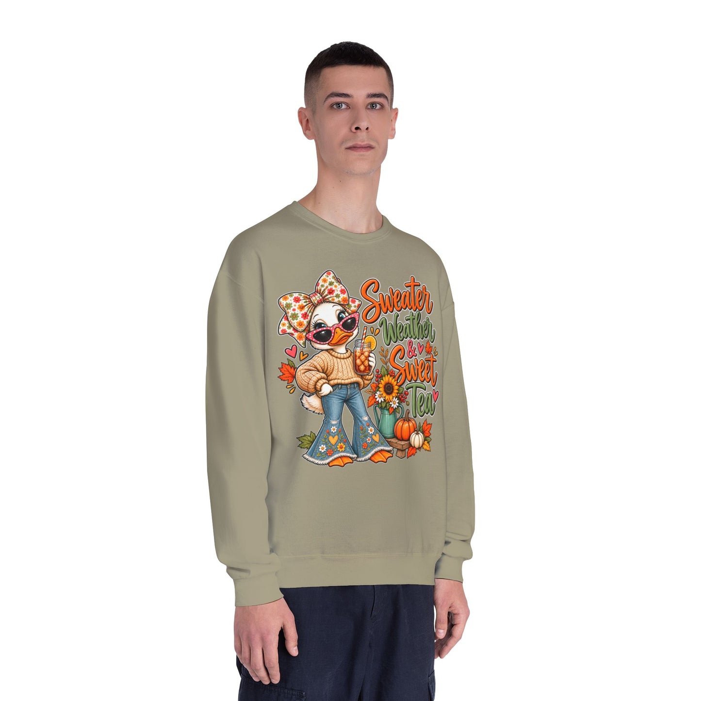 Fall Sweater Weather Crewneck Sweatshirt – Cute Pumpkin & Sunflower Graphic