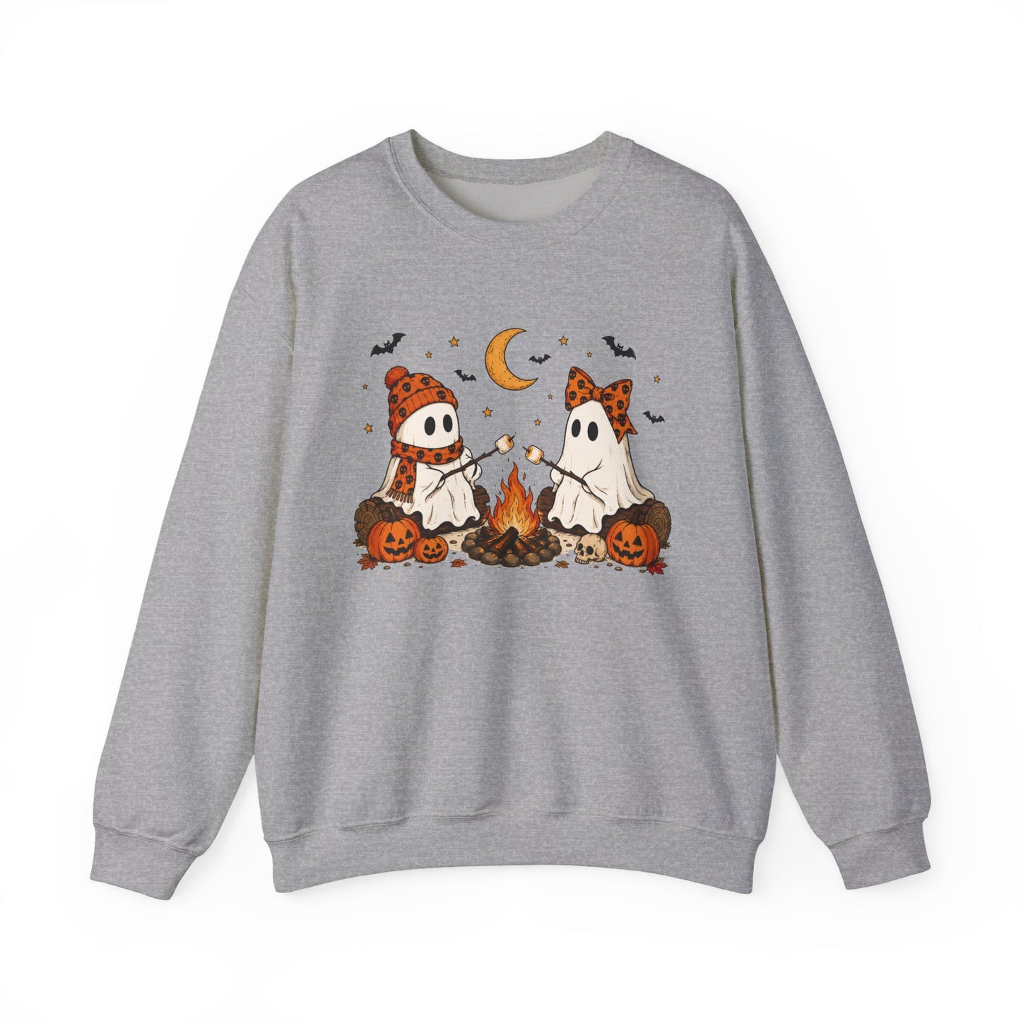 Halloween Ghost Campfire Sweatshirt – Cute Spooky Pumpkin Graphic Crewneck
