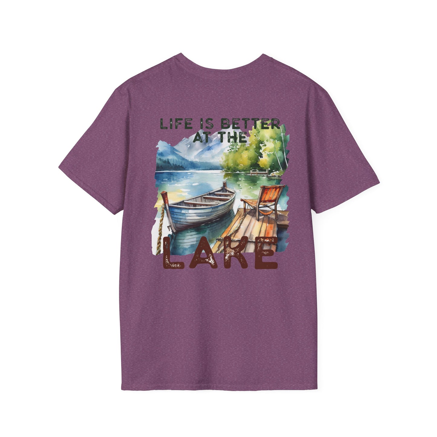 Lake Life T-Shirt — "Life Is Better at the Lake" Boat, Dock & Rocking Chair Design
