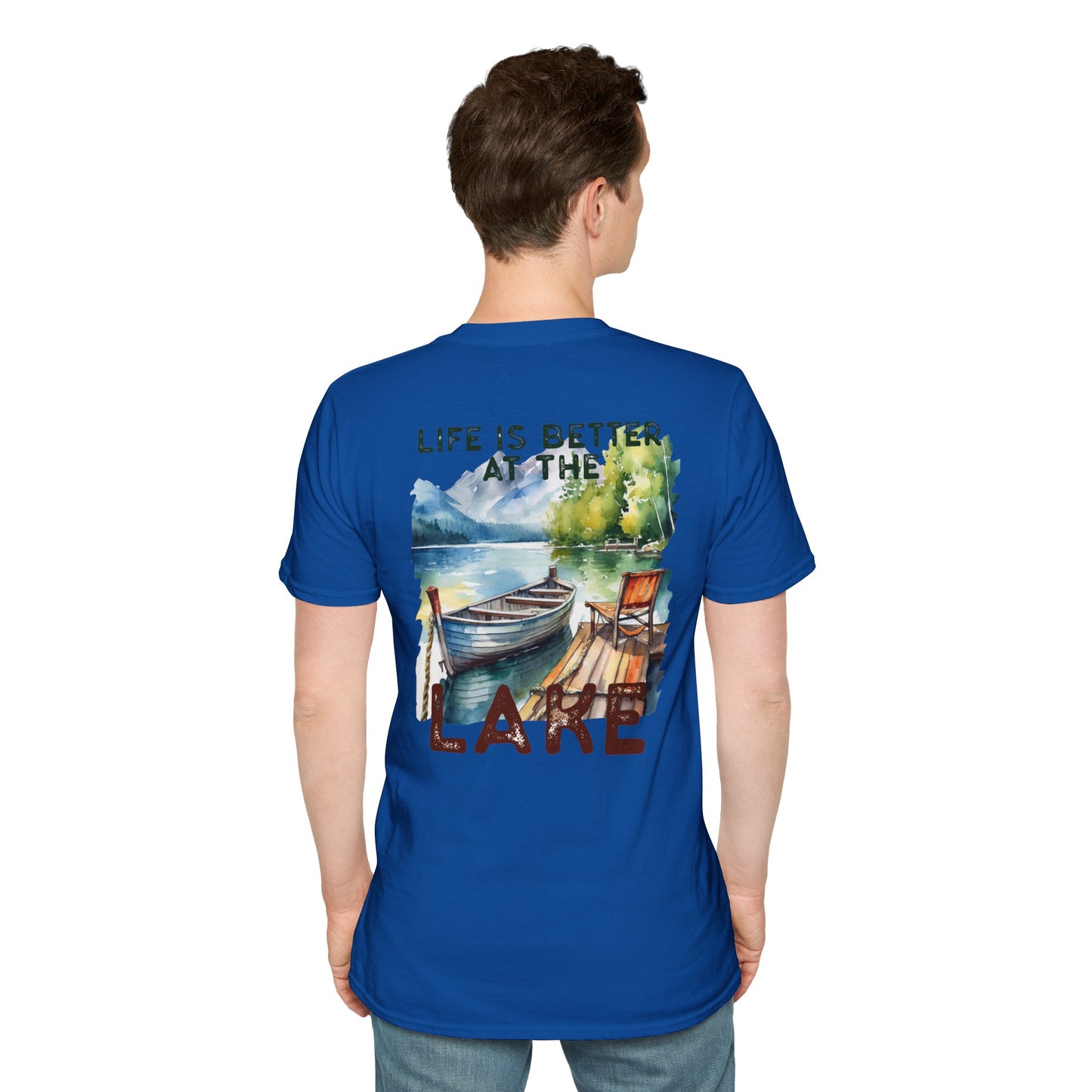 Lake Life T-Shirt — "Life Is Better at the Lake" Boat, Dock & Rocking Chair Design