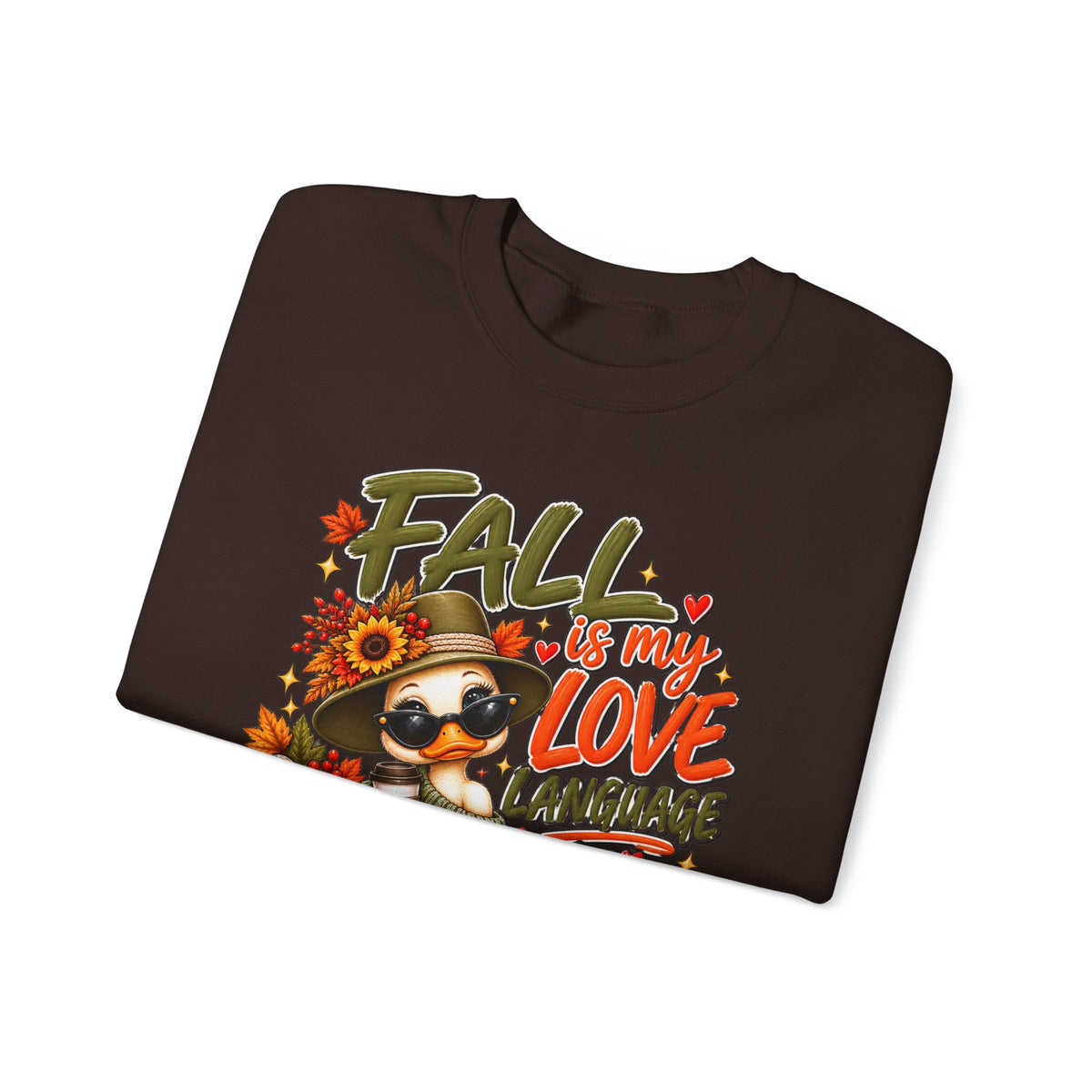 Fall Is My Love Language Sweatshirt — Cute Duck & Pumpkin Autumn Crewneck