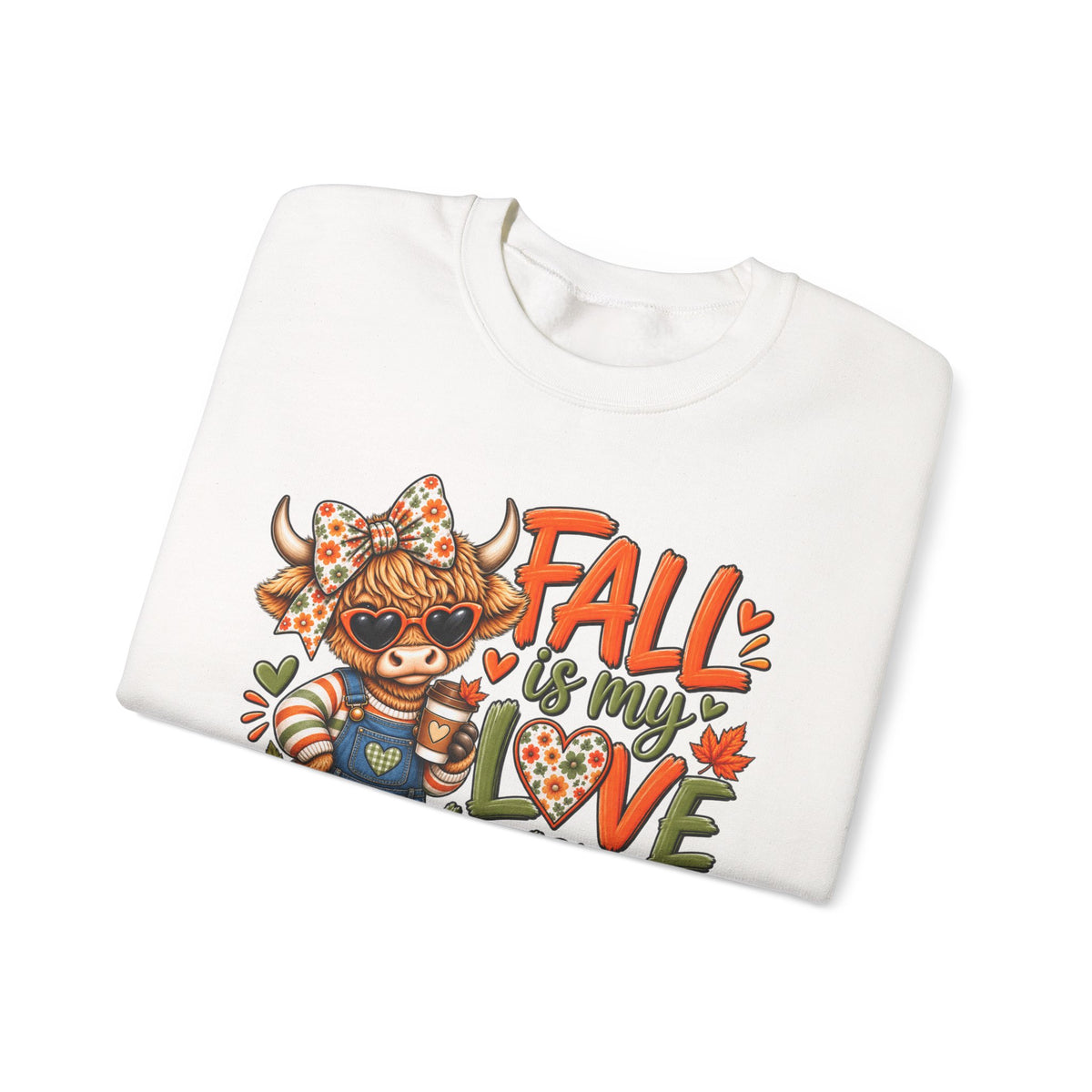 Fall Is My Love Language Sweatshirt — Cute Autumn Cow Graphic Crewneck