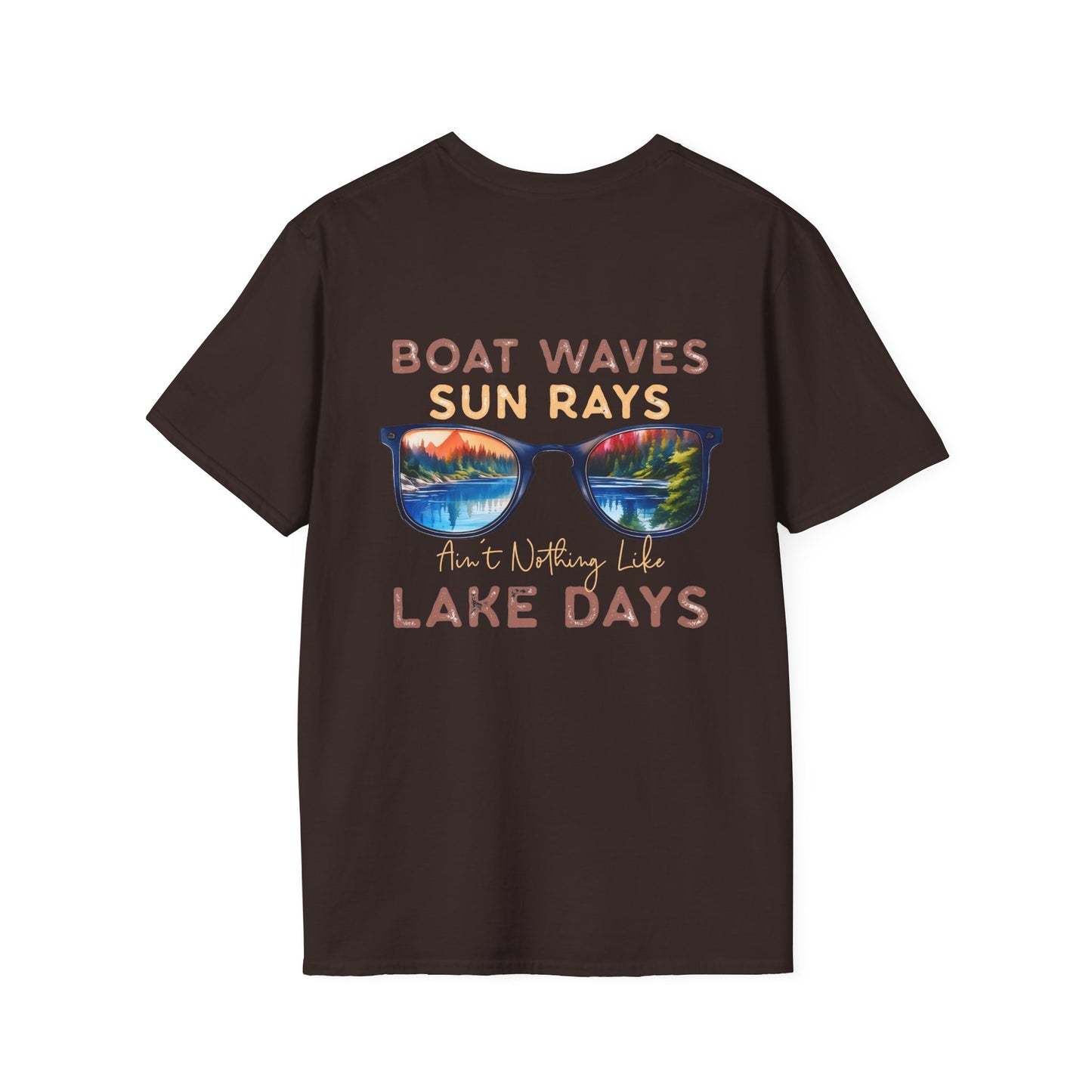Lake View Sunglasses Tee — Boat, Waves & Sun Rays T-Shirt