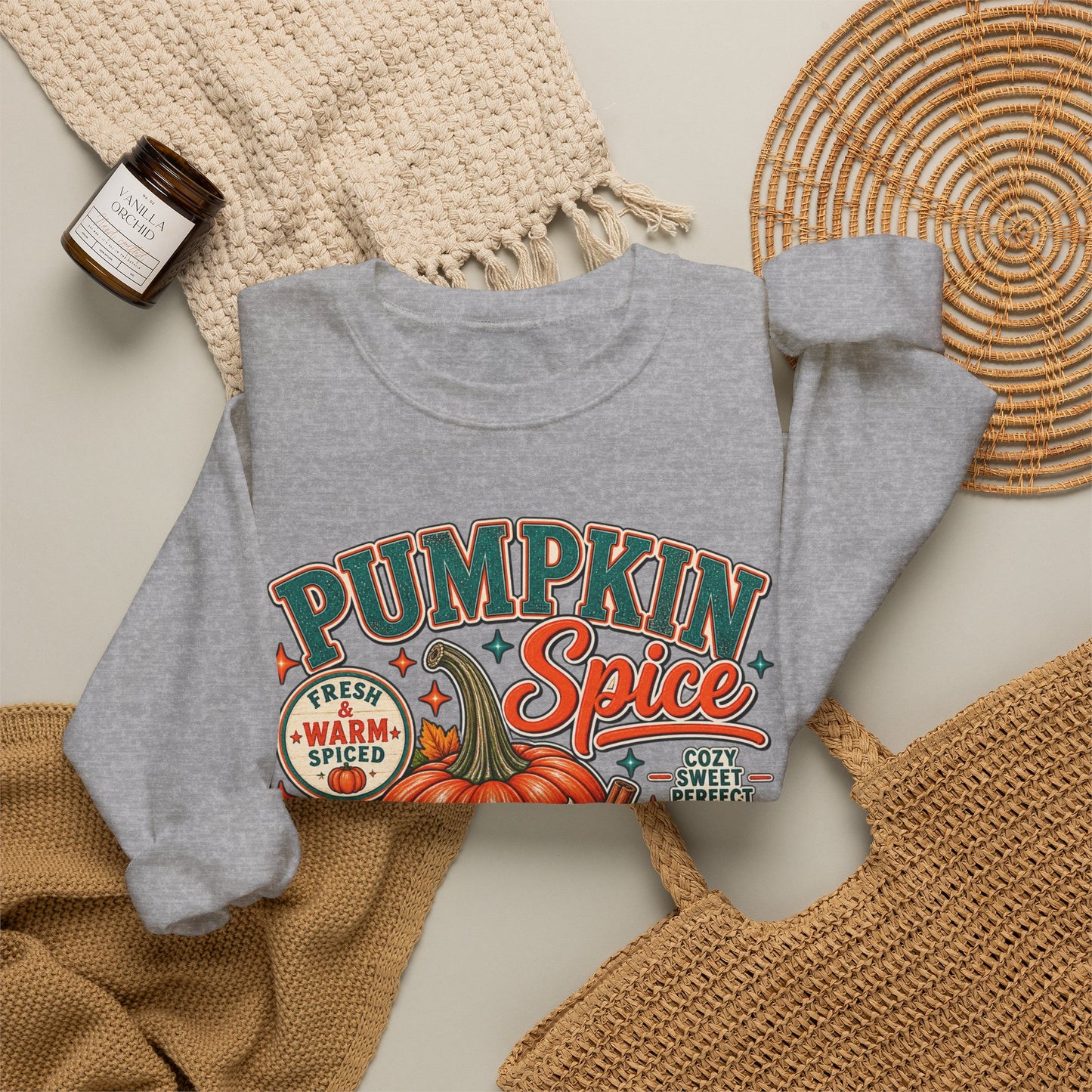 Pumpkin Spice Fall Sweatshirt — Cozy Pumpkin Latte Autumn Graphic