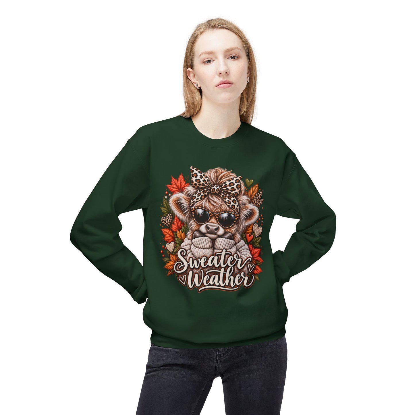 Sweater Weather Bear Crewneck Sweatshirt | Autumn Leaves, Leopard Headband