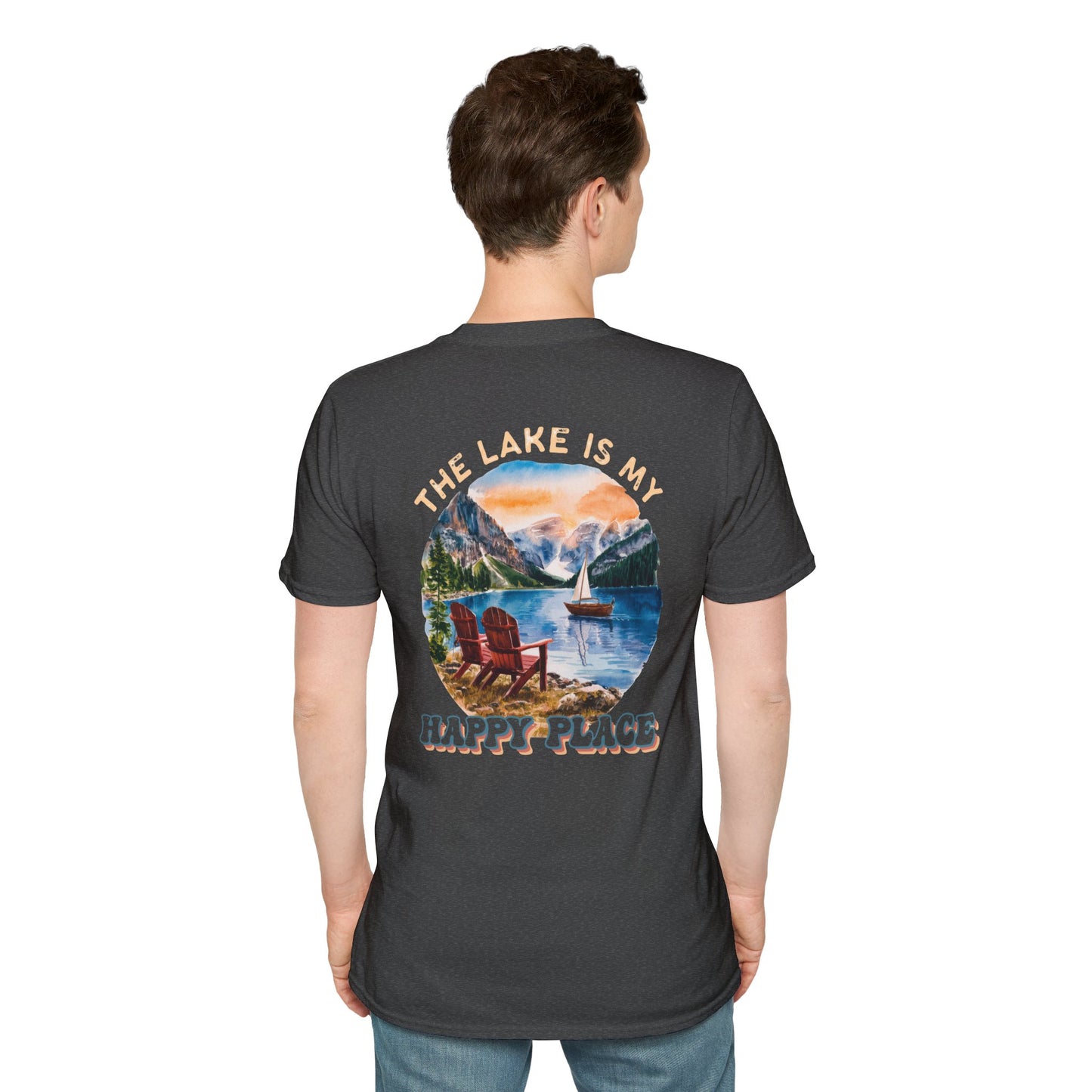 The Lake Is My Happy Place T-Shirt — Colorful Lake View Tee