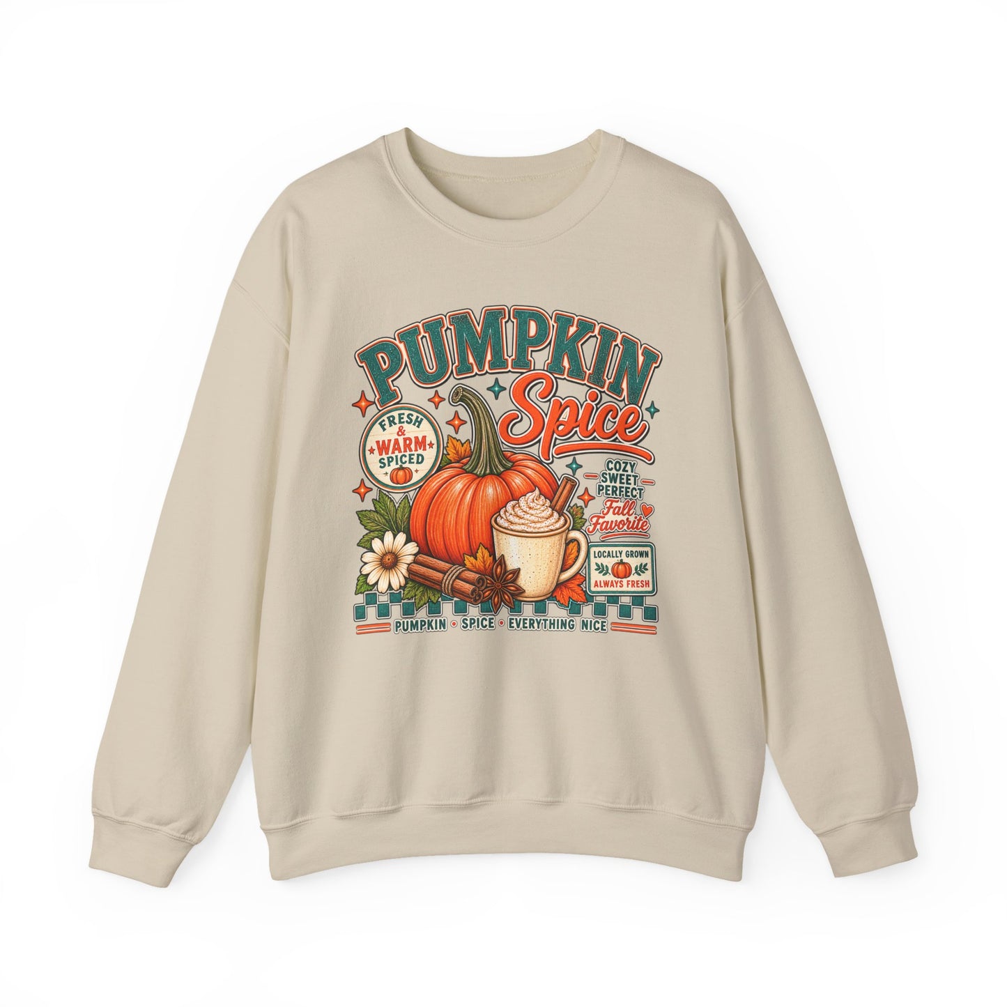 Pumpkin Spice Crewneck Sweatshirt — Cozy Fall Pumpkin Latte Graphic